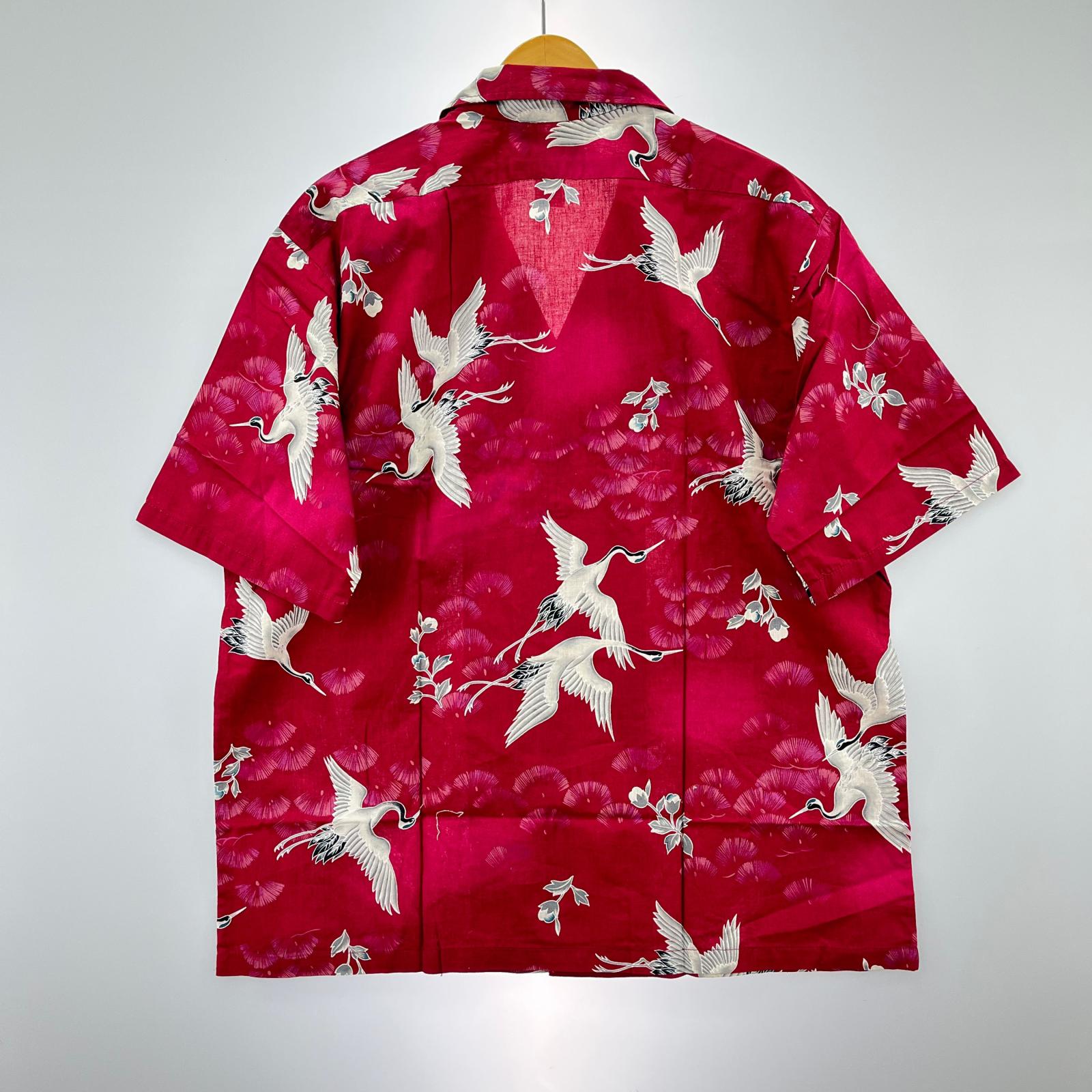 長袖シャツ ～70s SURF LINE 和柄 アロハ レッド（XL) レッド