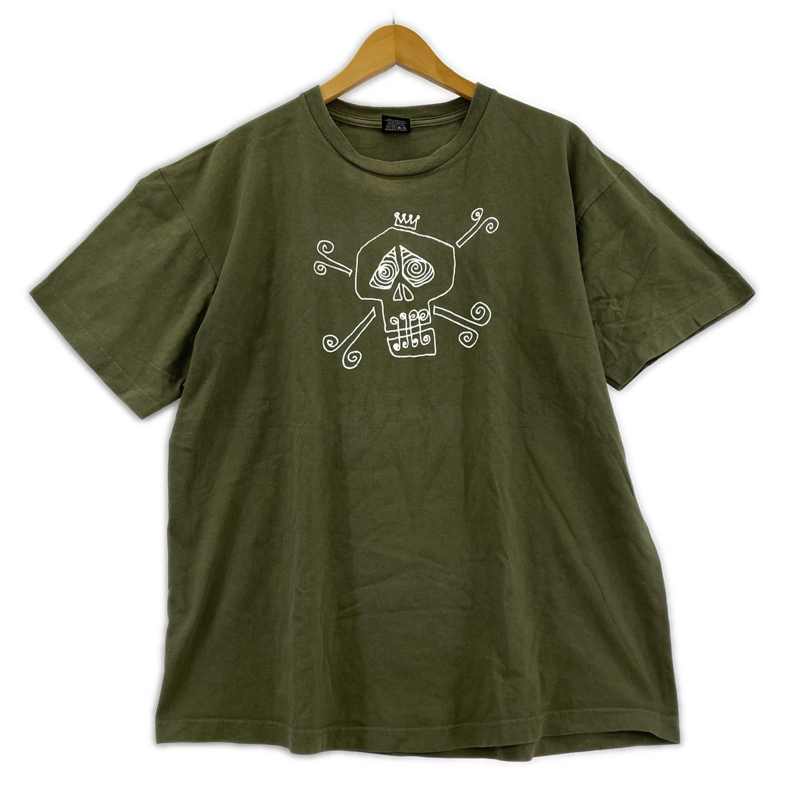 半袖Ｔシャツ STUSSY スカルプリント S/Sカットソー カーキ (L) L カーキ