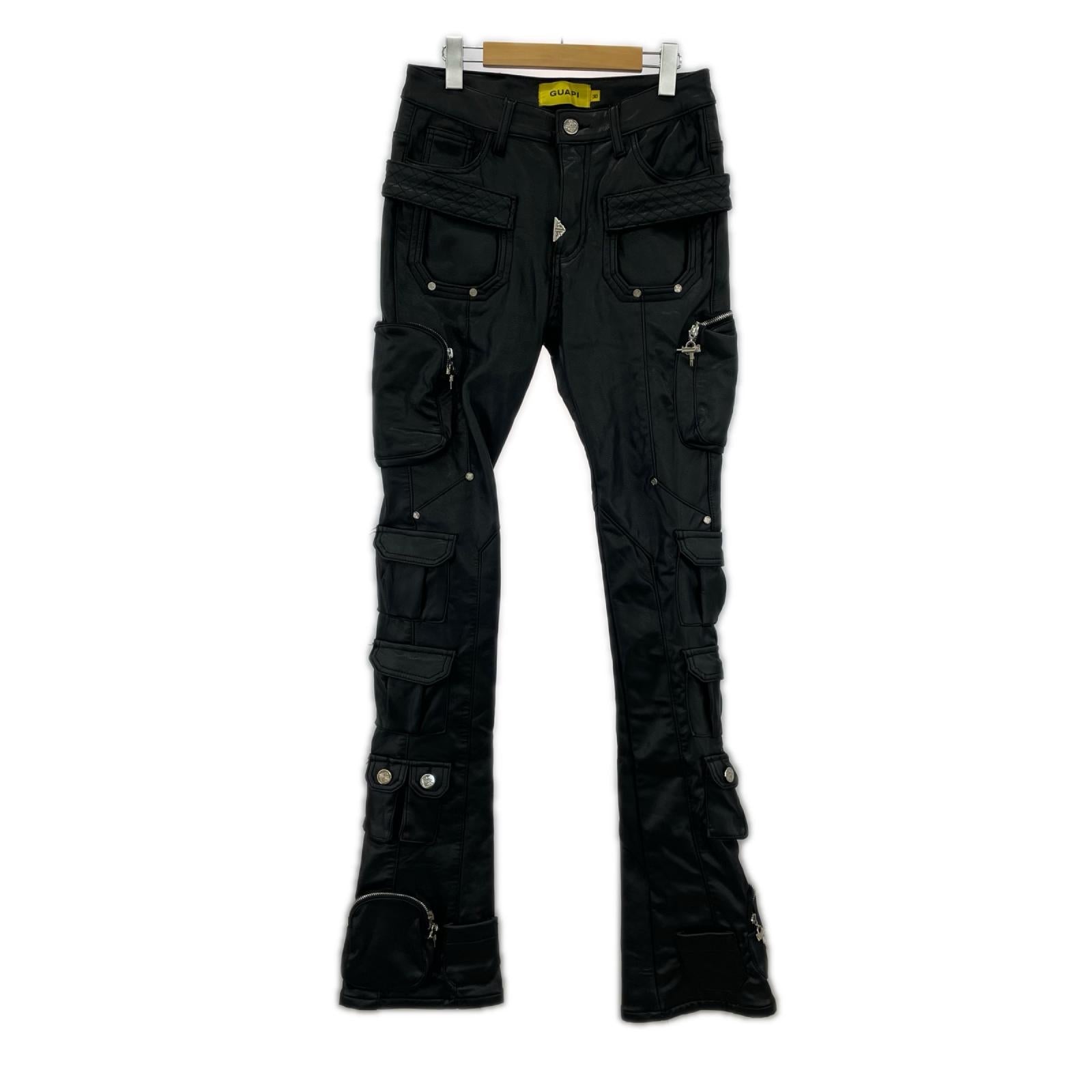 パンツ GUAPI Obsidian Cargo Leather Pants (30) 30 ブラック