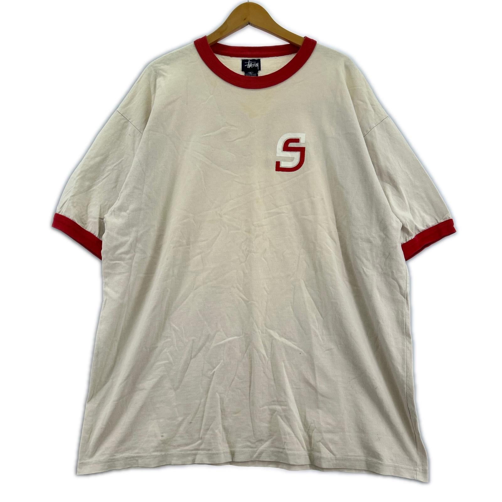 半袖Ｔシャツ 紺タグ/USA製/ナンバリングプリント/リンガーTシャツ LL ベージュ