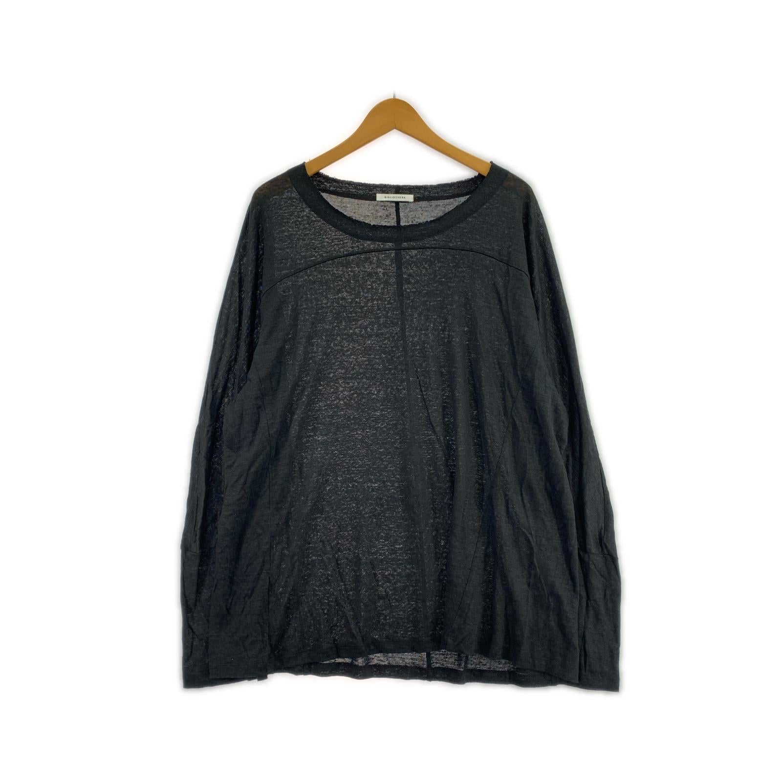 ニット BIBLIOTHERK 26SS LONG TOPS BLACK リネンニット 2 ブラック 2 ブラック