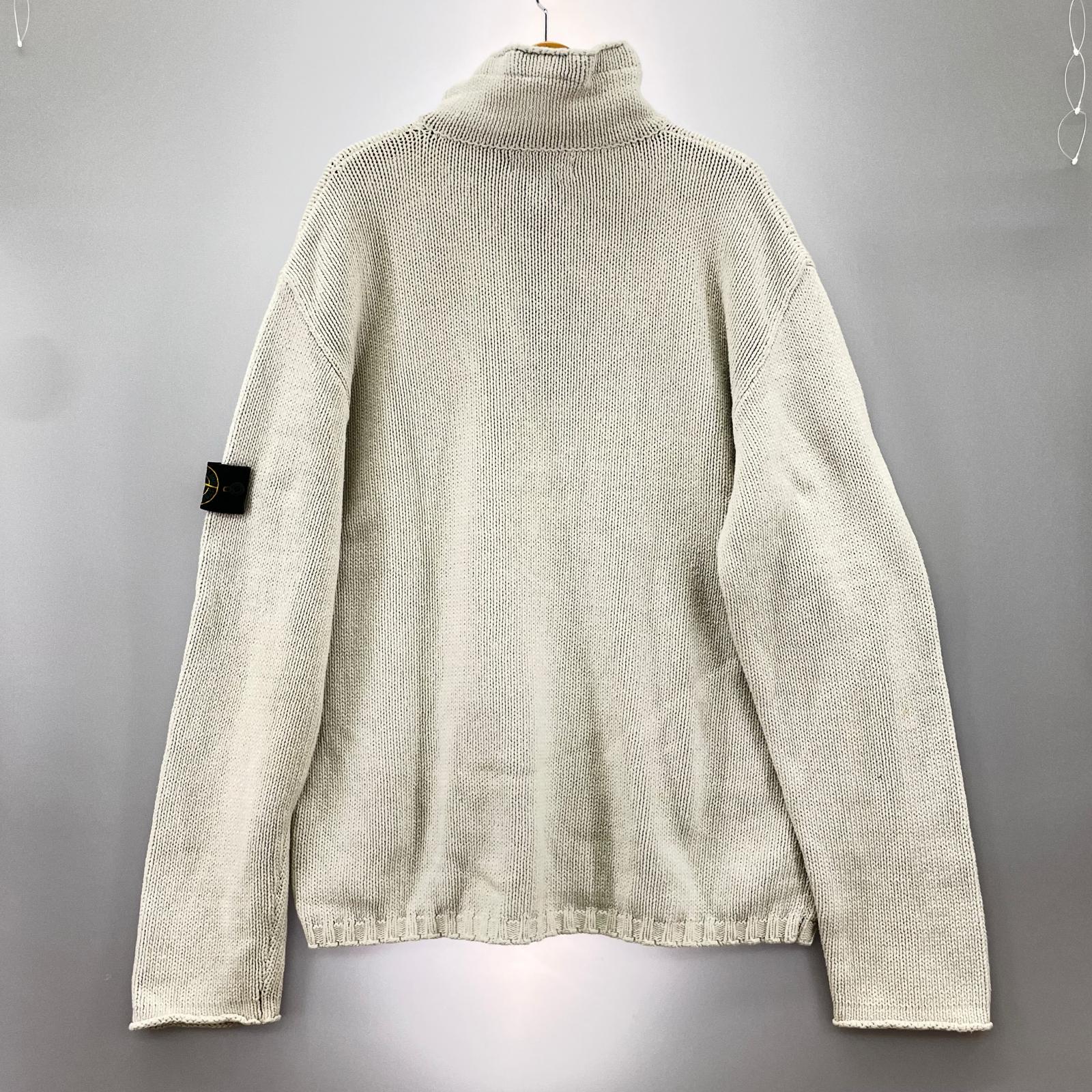 ニット STONE ISLAND 02SS Paul Harvey期 ハーフジップコットンニット XXL アイボリー