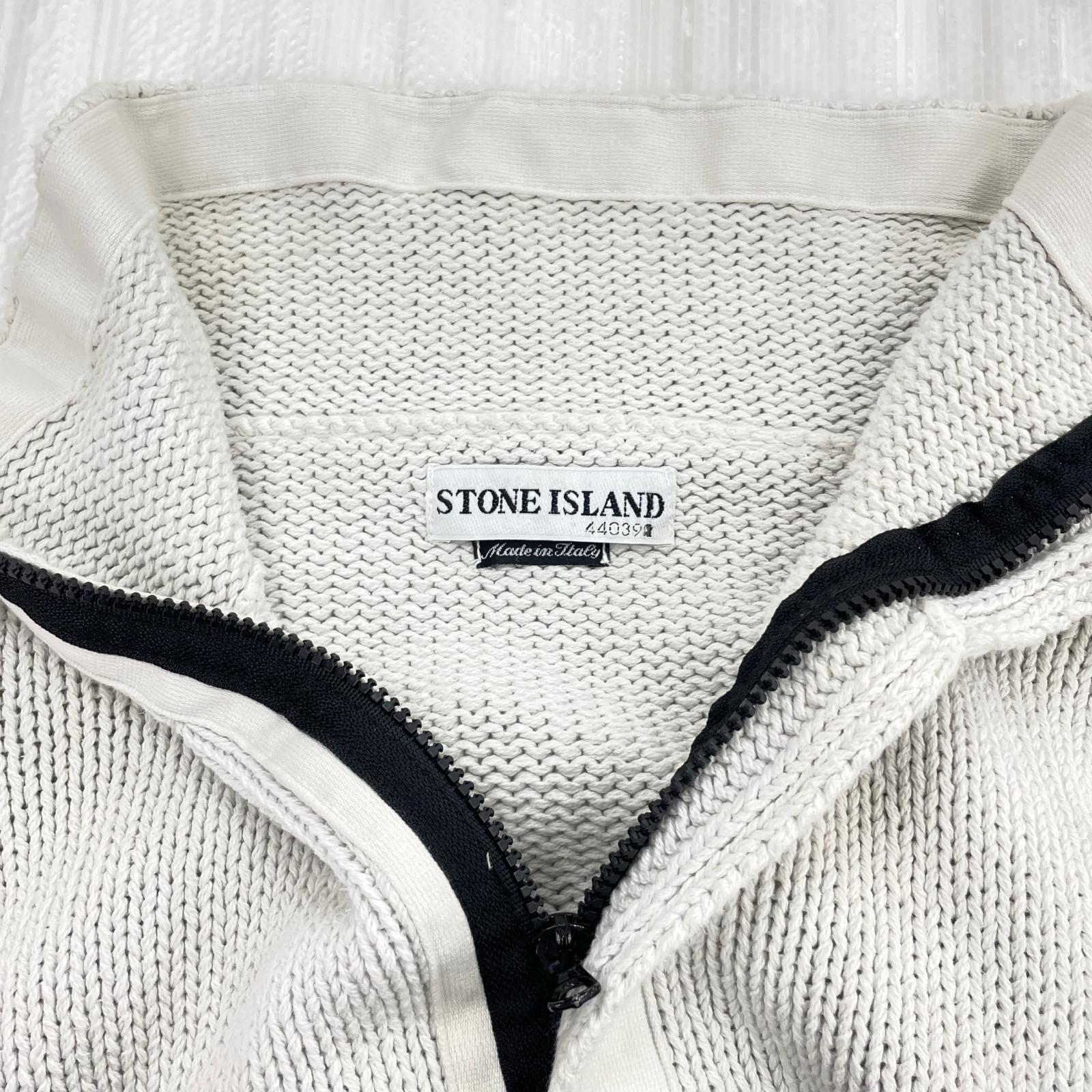 ニット STONE ISLAND 02SS Paul Harvey期 ハーフジップコットンニット XXL アイボリー