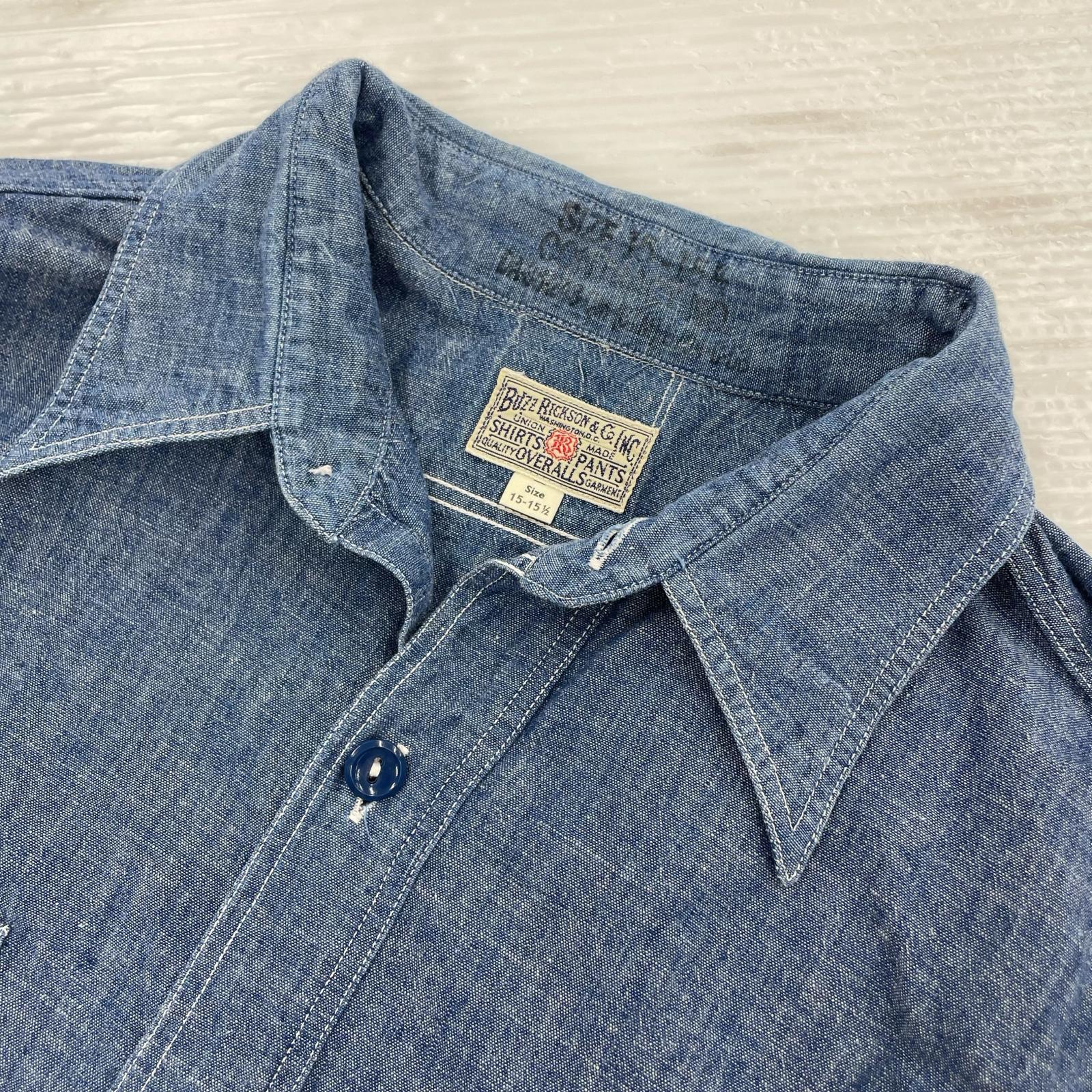 長袖シャツ Buzz Rickson's BLUE CHAMBRAY WORK SHIRT LOT.BR25995 (M) ブルー