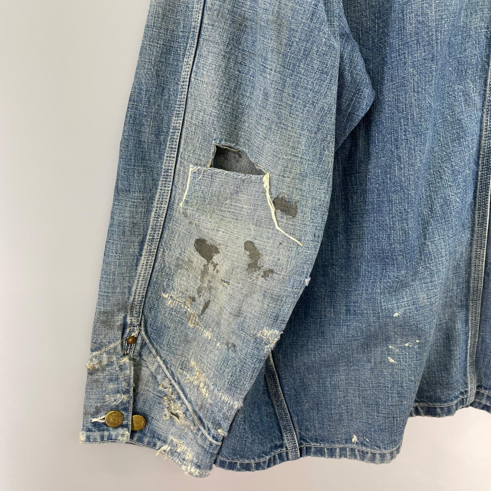 デニムジャケット COVERALL HEART TAG M ダメージ加工 M ブルー