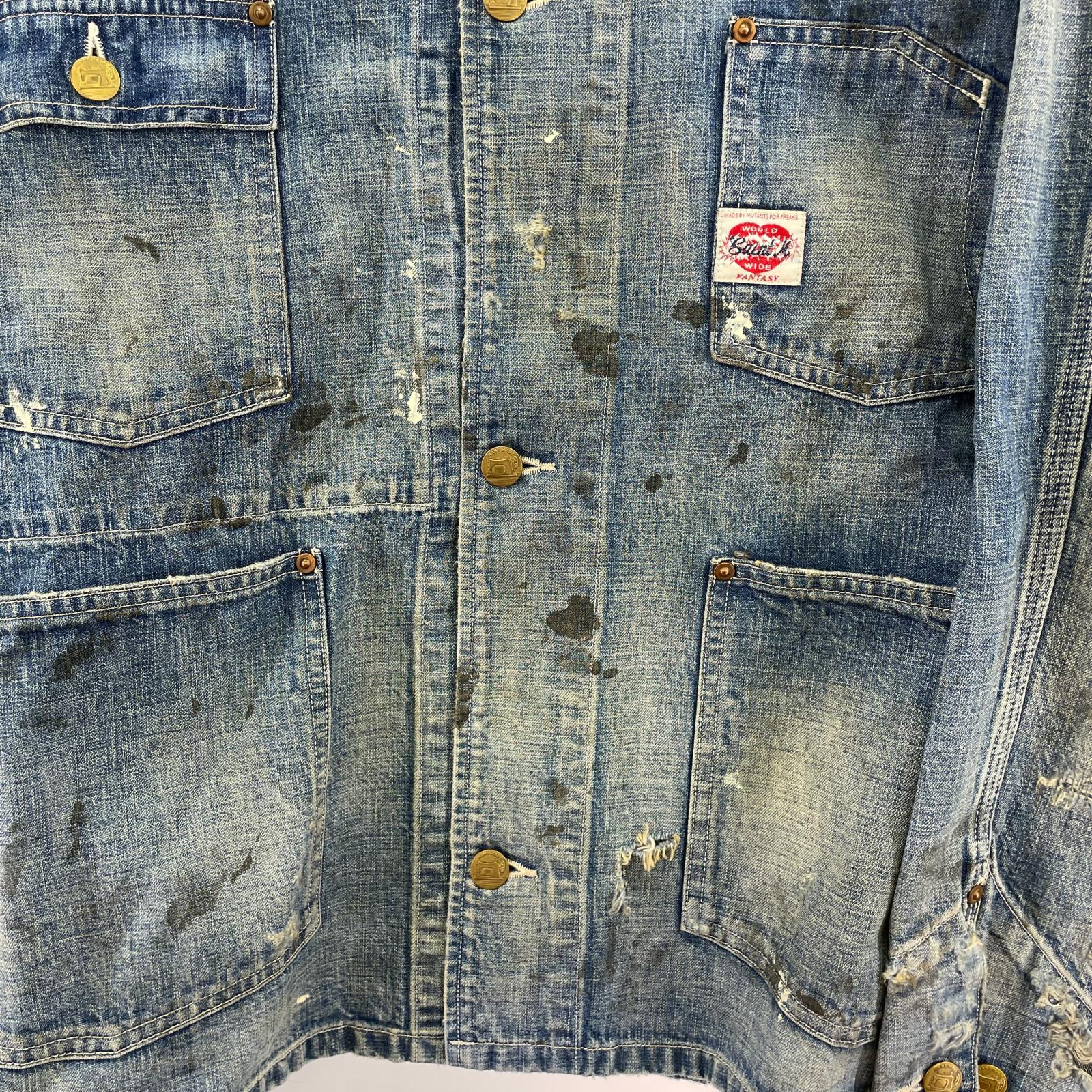 デニムジャケット COVERALL HEART TAG M ダメージ加工 M ブルー