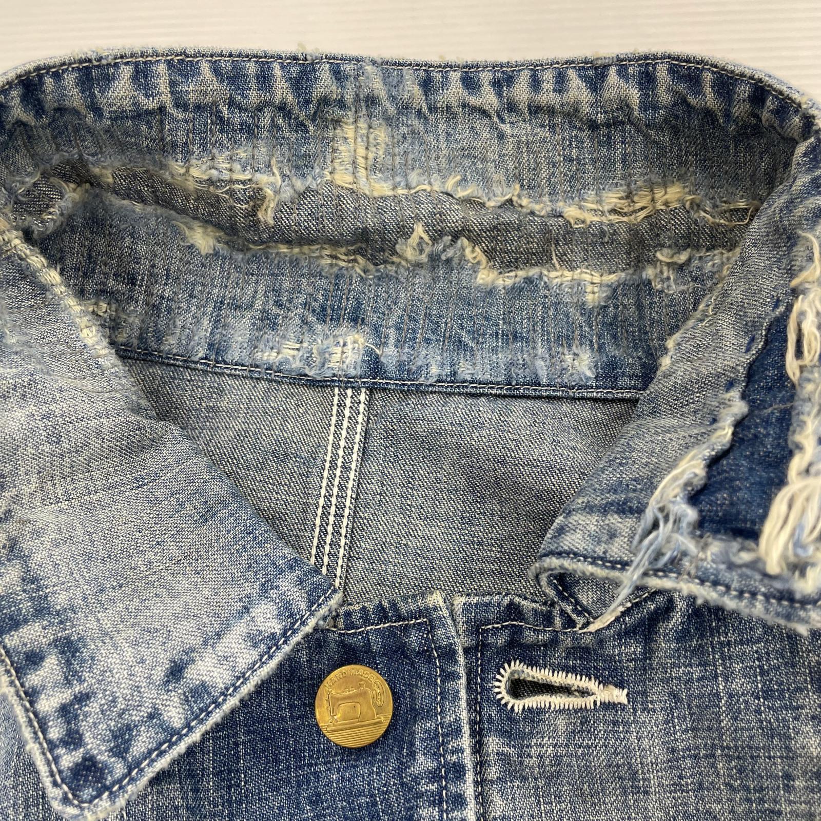 デニムジャケット COVERALL HEART TAG M ダメージ加工 M ブルー