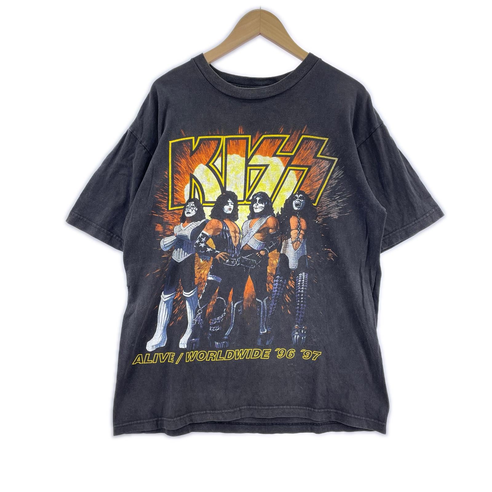 半袖Ｔシャツ 90s KISS ALIVE WORLD WIDE 96-97 Tシャツ(L) L ブラック