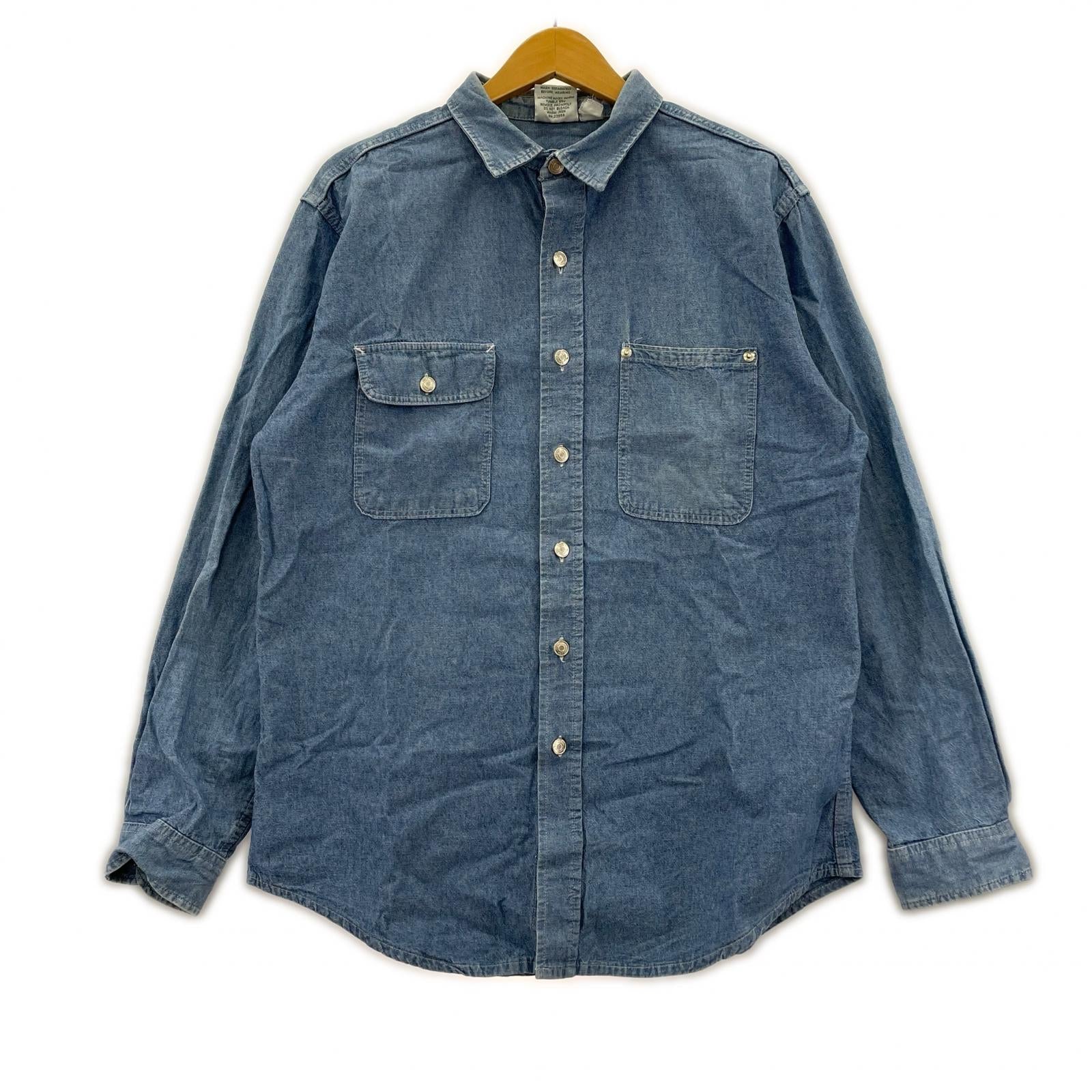 長袖シャツ Prentiss 80s L/S デニムシャツ USA製 IDG ブルー