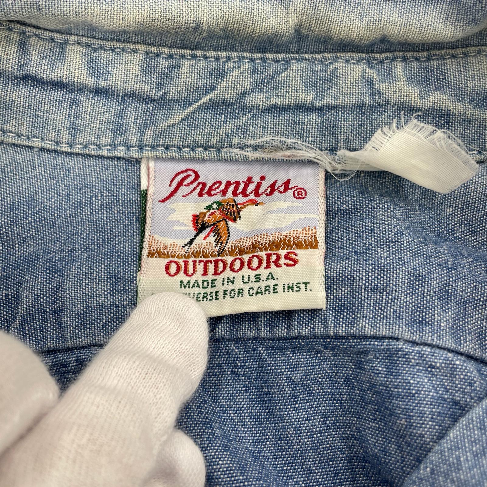 長袖シャツ Prentiss 80s L/S デニムシャツ USA製 IDG ブルー