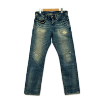 デニムパンツ HYSTERIC GLAMOUR RW CLASH加工 スタッズダメージデニムパンツ インディゴ 30 ブルー
