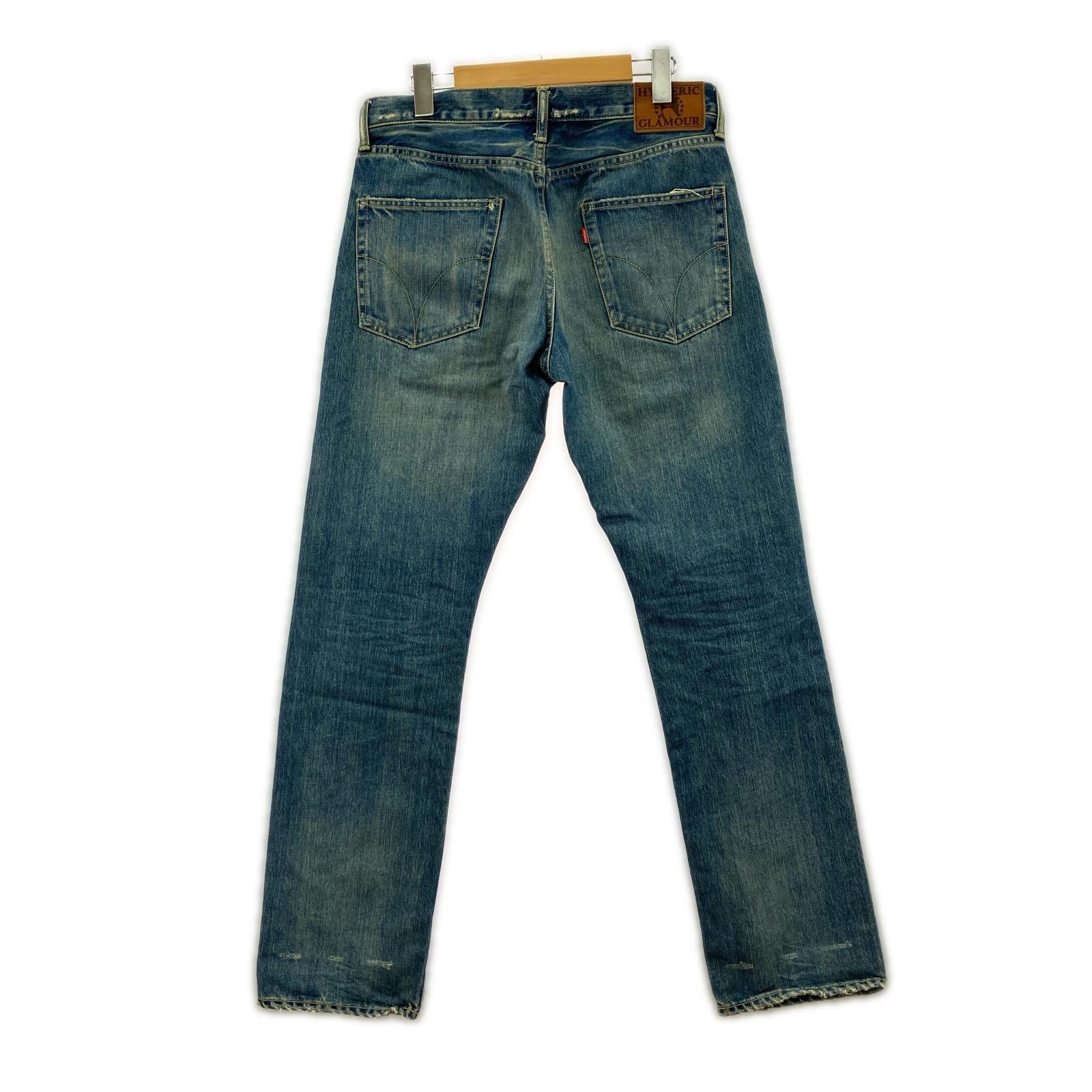 デニムパンツ HYSTERIC GLAMOUR RW CLASH加工 スタッズダメージデニムパンツ インディゴ 30 ブルー