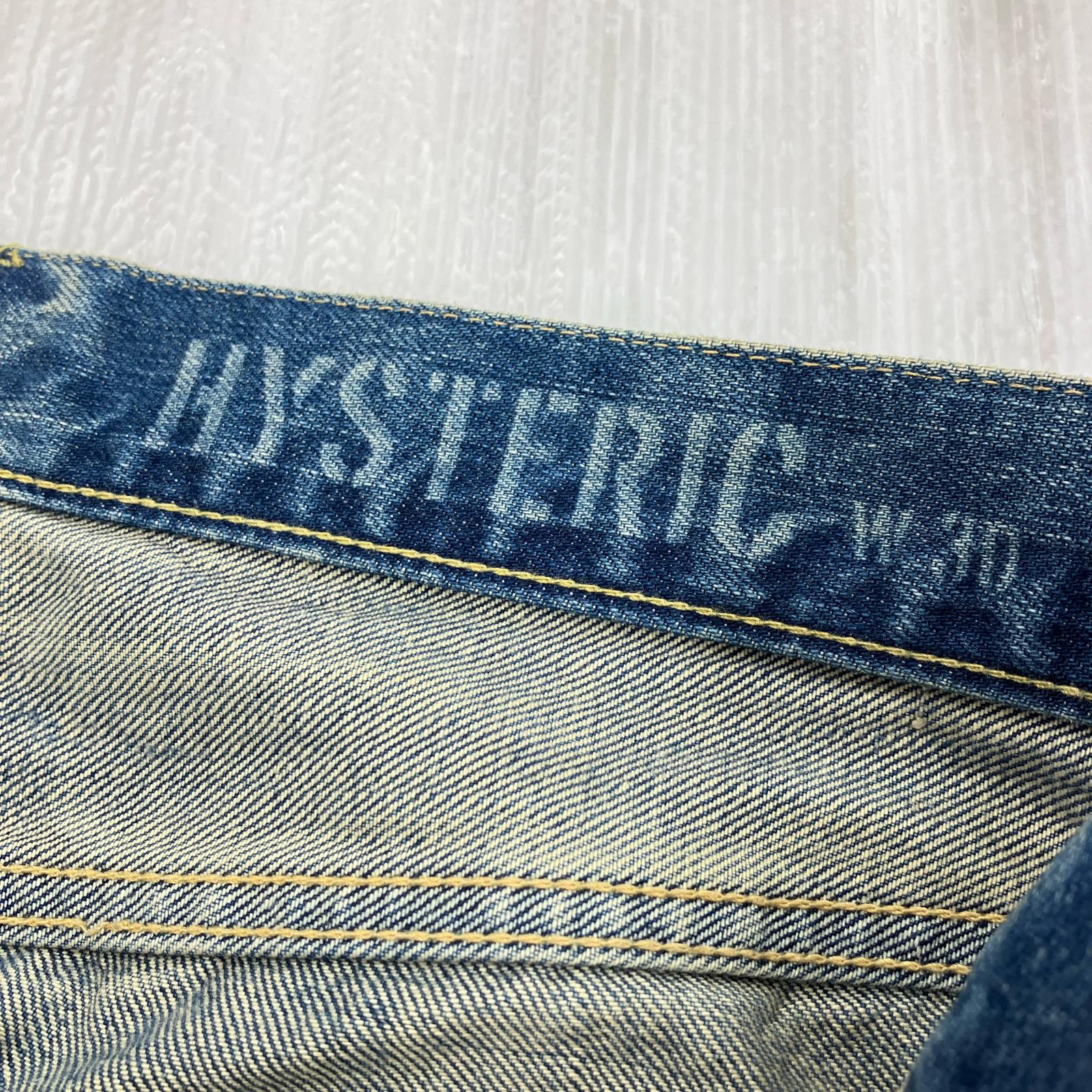 デニムパンツ HYSTERIC GLAMOUR RW CLASH加工 スタッズダメージデニムパンツ インディゴ 30 ブルー