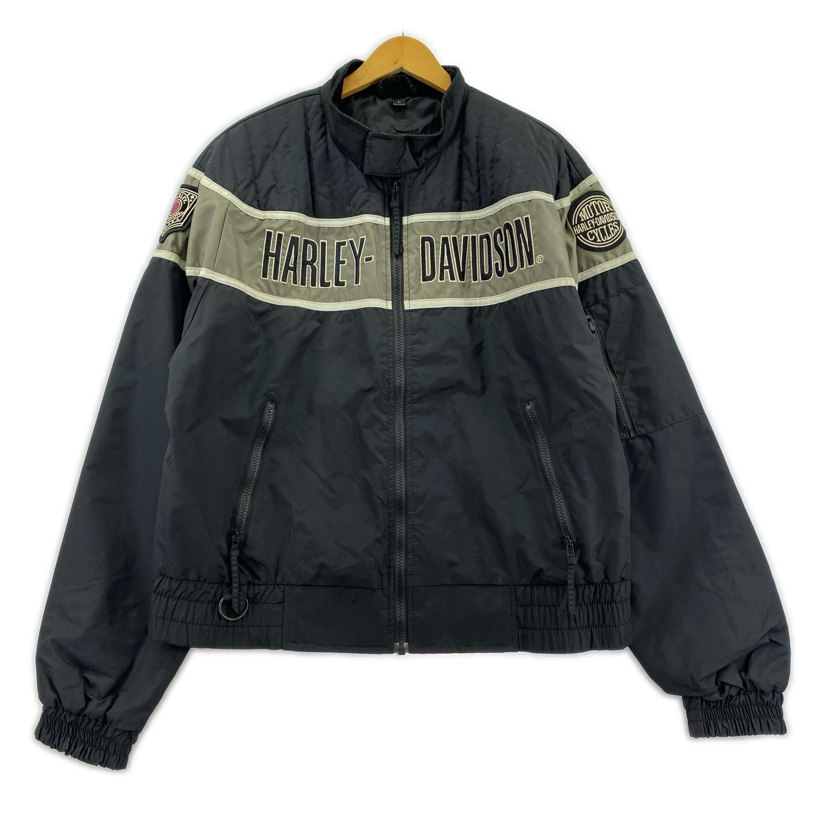 ジャケット Harley-Davidson レースチーム ナイロンジャケット 黒 (L) L ブラック