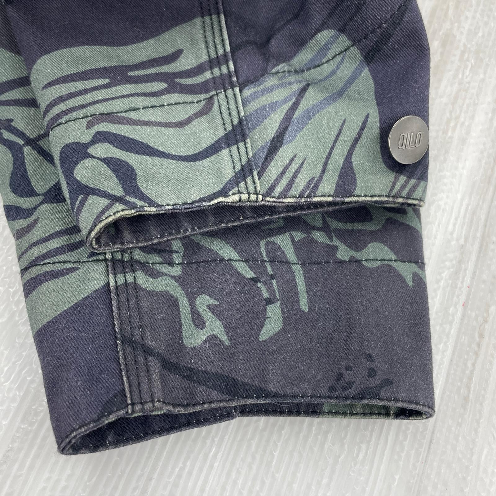 ミリタリージャケット QILO TACTICAL WRM.FZY 迷彩 緑黒 (XL)