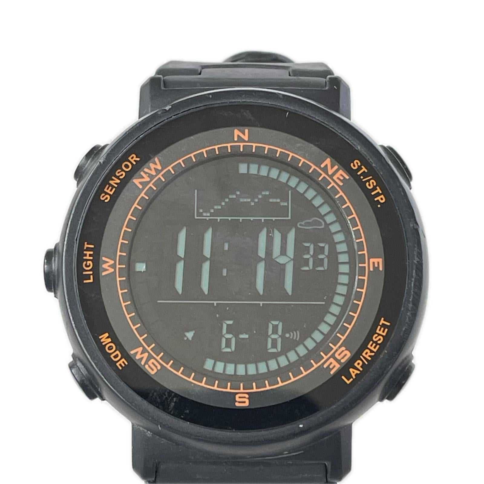 腕時計 LAD WEATHER スイス製センサー搭載 アウトドアウォッチ 黒オレンジ ブラック