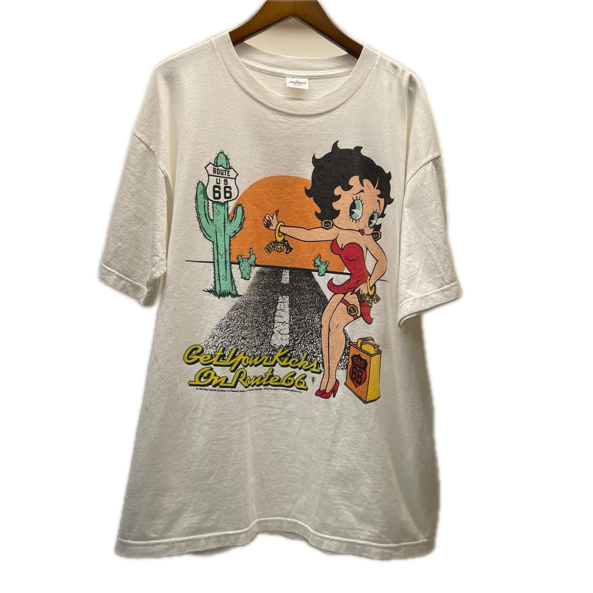 半袖Ｔシャツ 90s Betty Boop& ROUTE 66 Tシャツ 1994年 Murinaﾀｸﾞ LL ホワイト