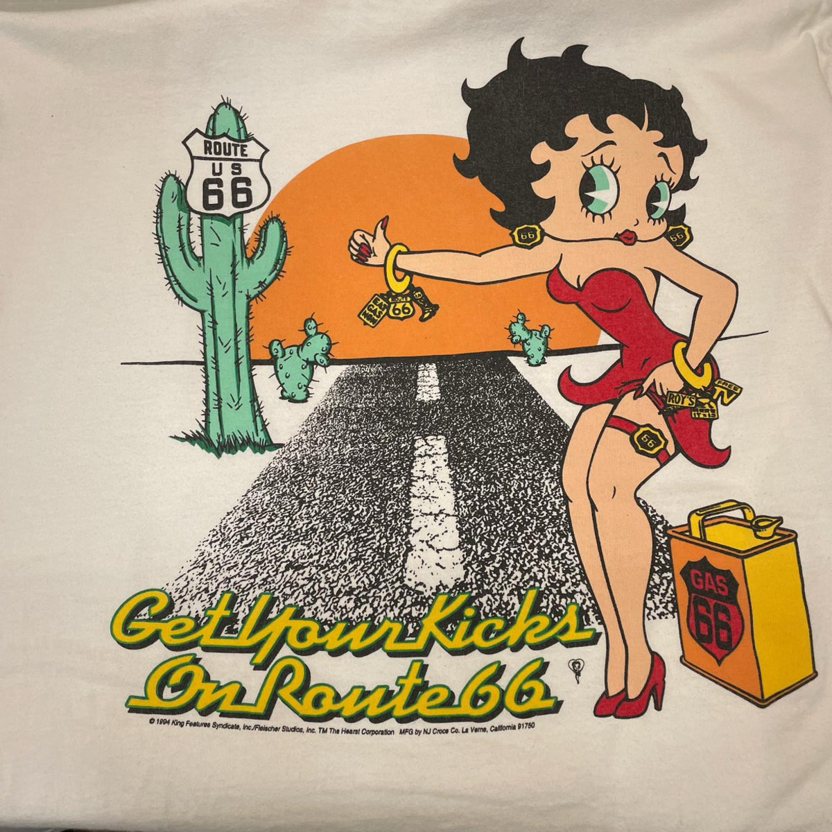 半袖Ｔシャツ 90s Betty Boop& ROUTE 66 Tシャツ 1994年 Murinaﾀｸﾞ LL ホワイト