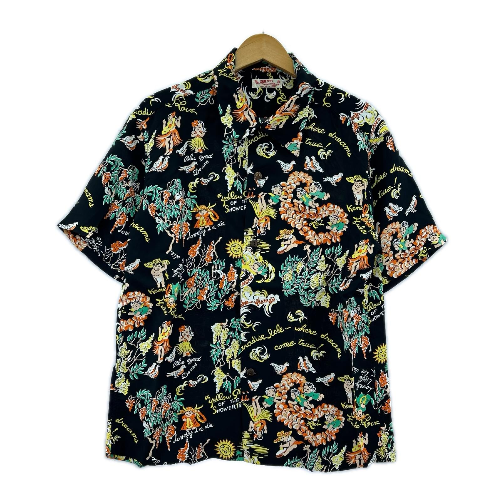 半袖シャツ SUN SURF Hawaiian MOEUHANE DREAM CASTELE M ブラック