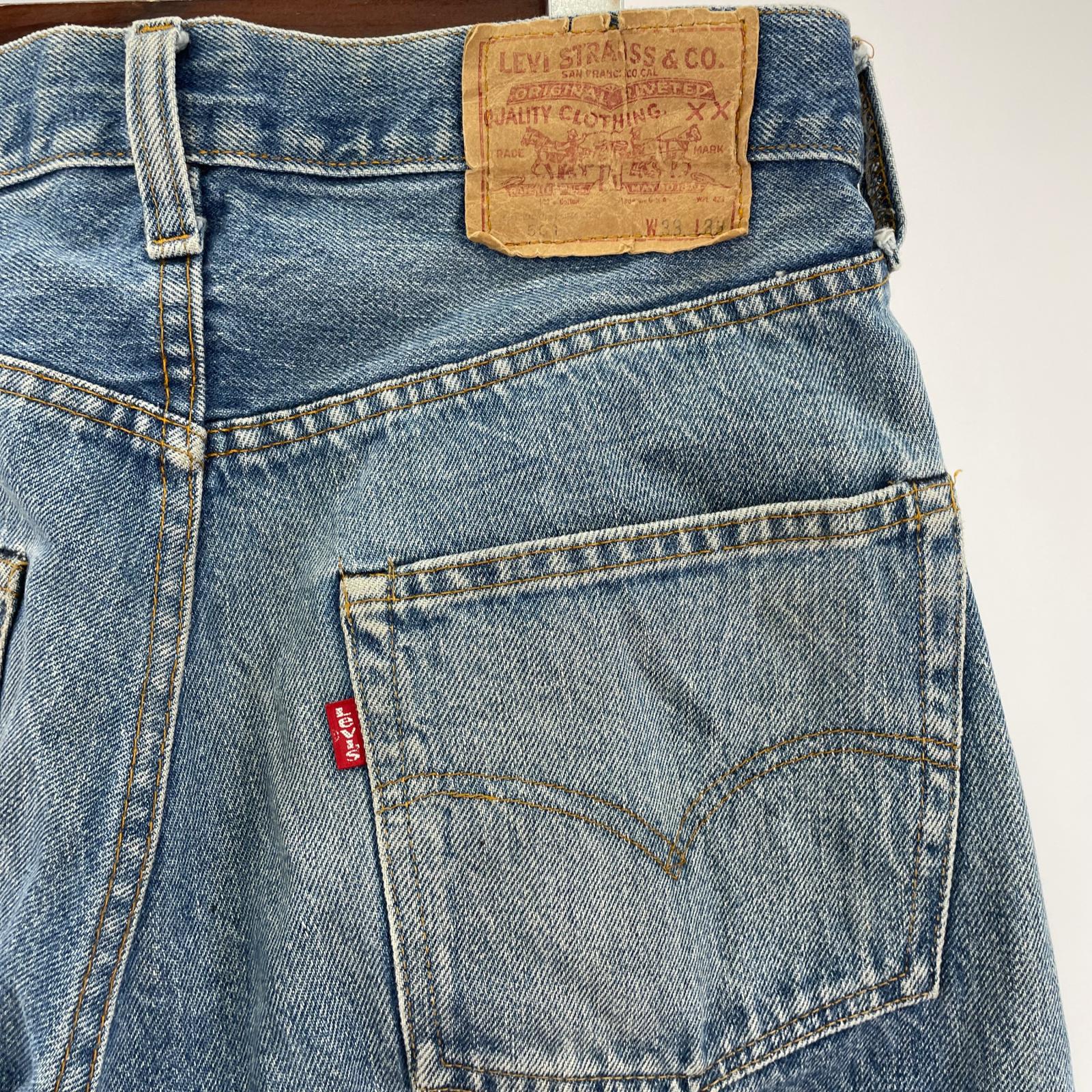 デニムパンツ 70S-80S 501 USA製 ボタンフライ W33　L36 33 ブルー