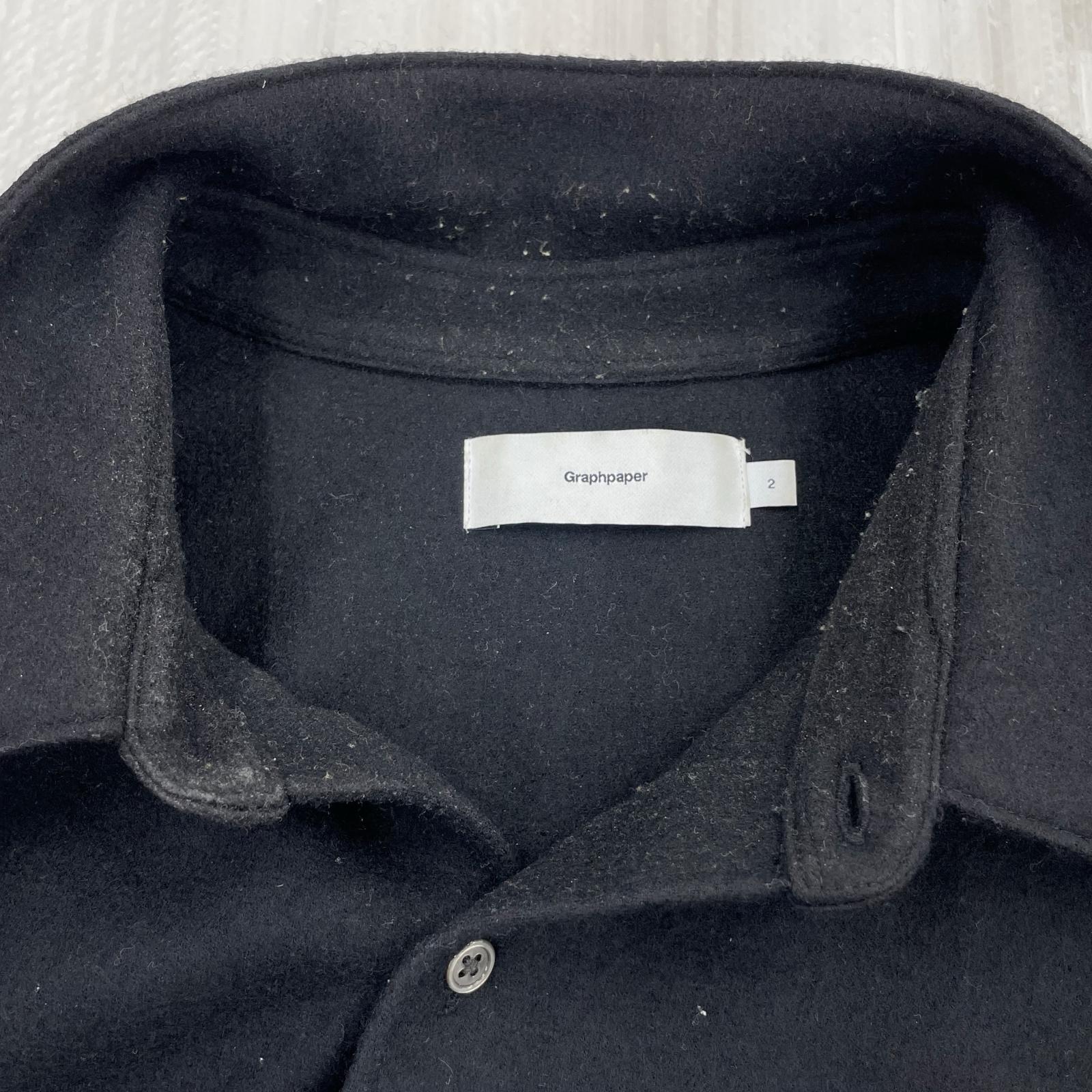 長袖シャツ graphpaper 24AW Wool Flannel OversizedCollar Shirt 2 黒 2 ブラック