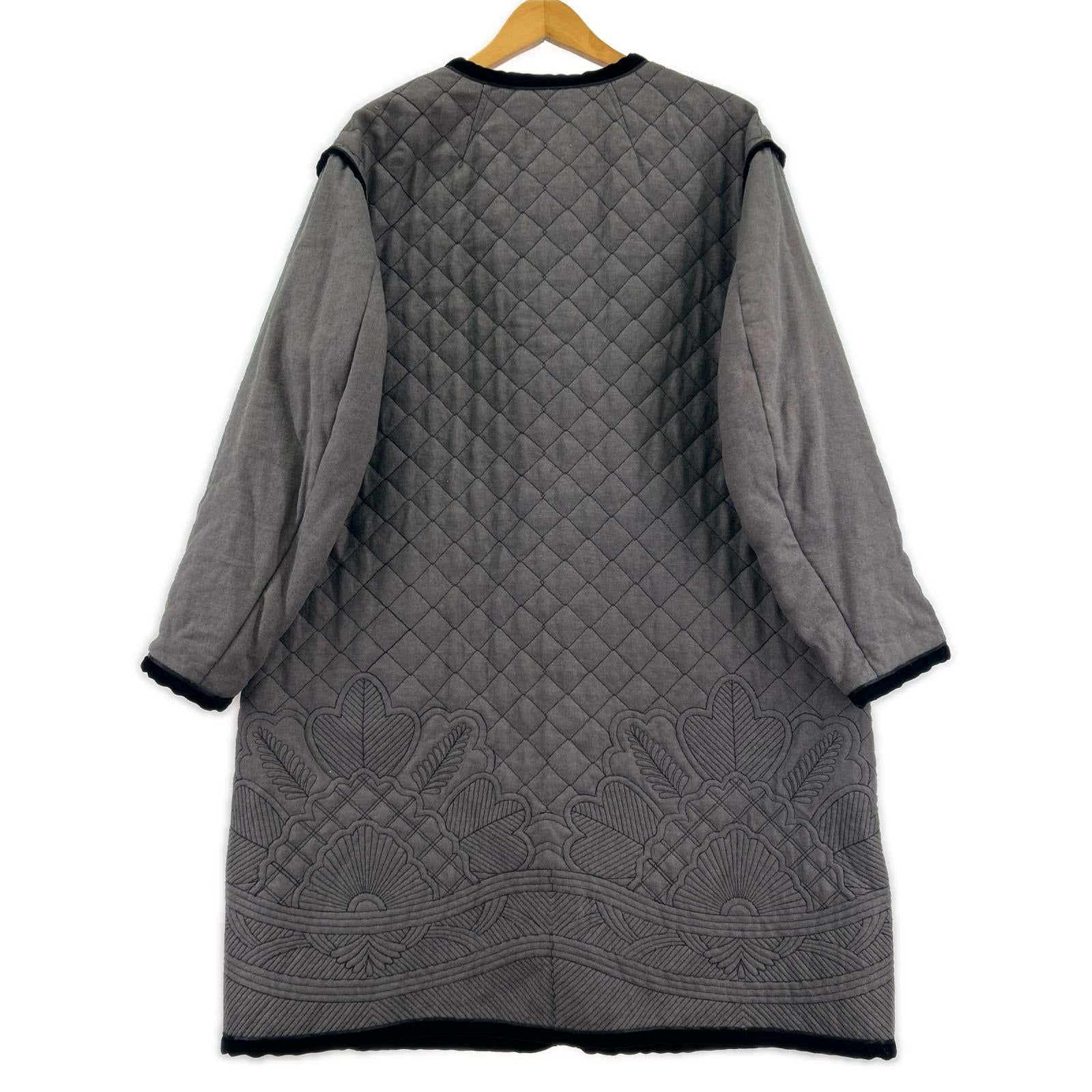 ジャケット 23SS リネン シルク キルトコート グレー