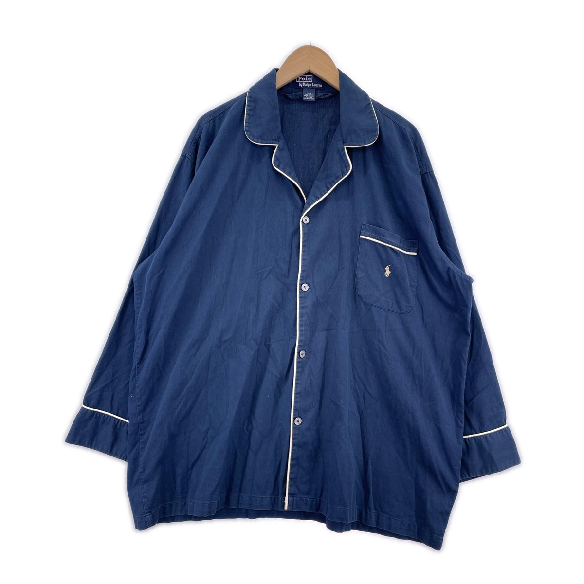 長袖シャツ パジャマシャツ　XL ネイビー
