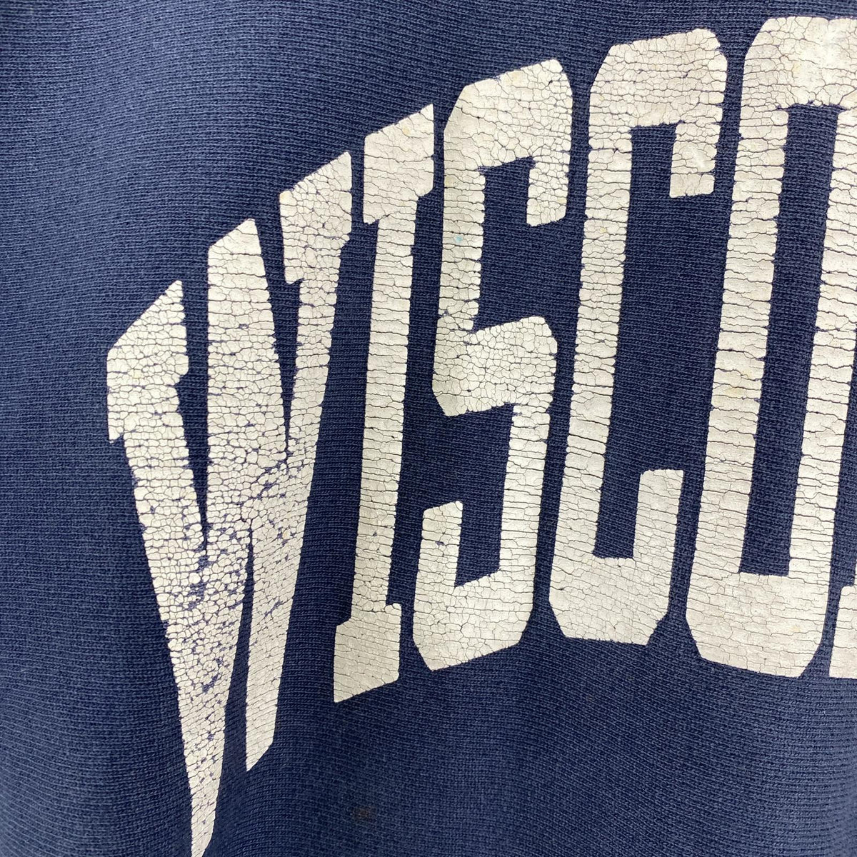 スウェット Champion 90s USA製 WISCONSIN リバースウィーブスウェット 紺 (XL) ネイビー