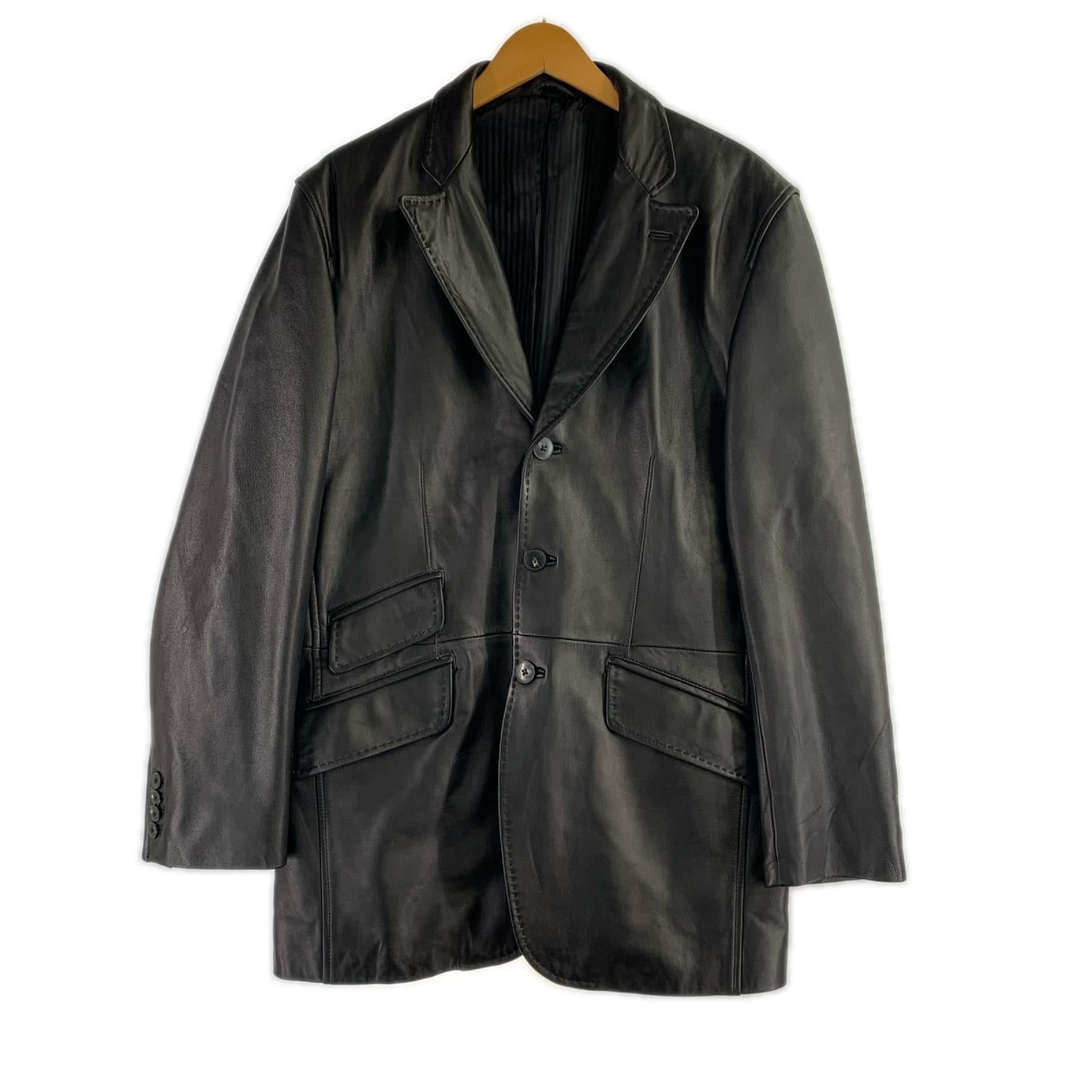 レザージャケット LambSkinLeatherTailored L BLK L ブラック