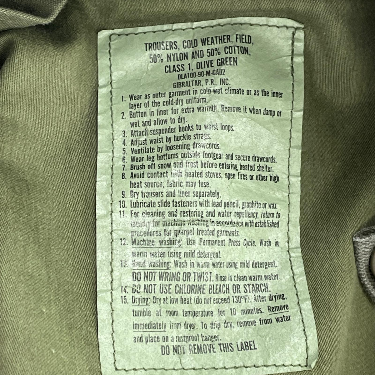 パンツ 米軍実物 90年会計 GIBRALTAR社 M-65 フィールドパンツ M カーキ