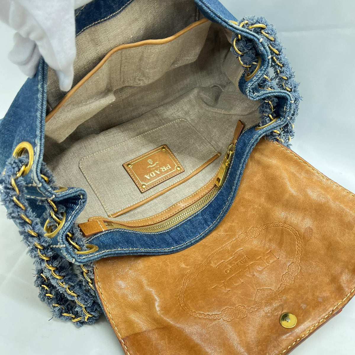 PRADA デニムショルダーバッグ