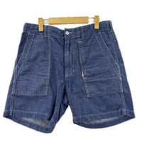 デニムパンツ ファティーグショーツ シャンブレー 紺 (S) S ブルー