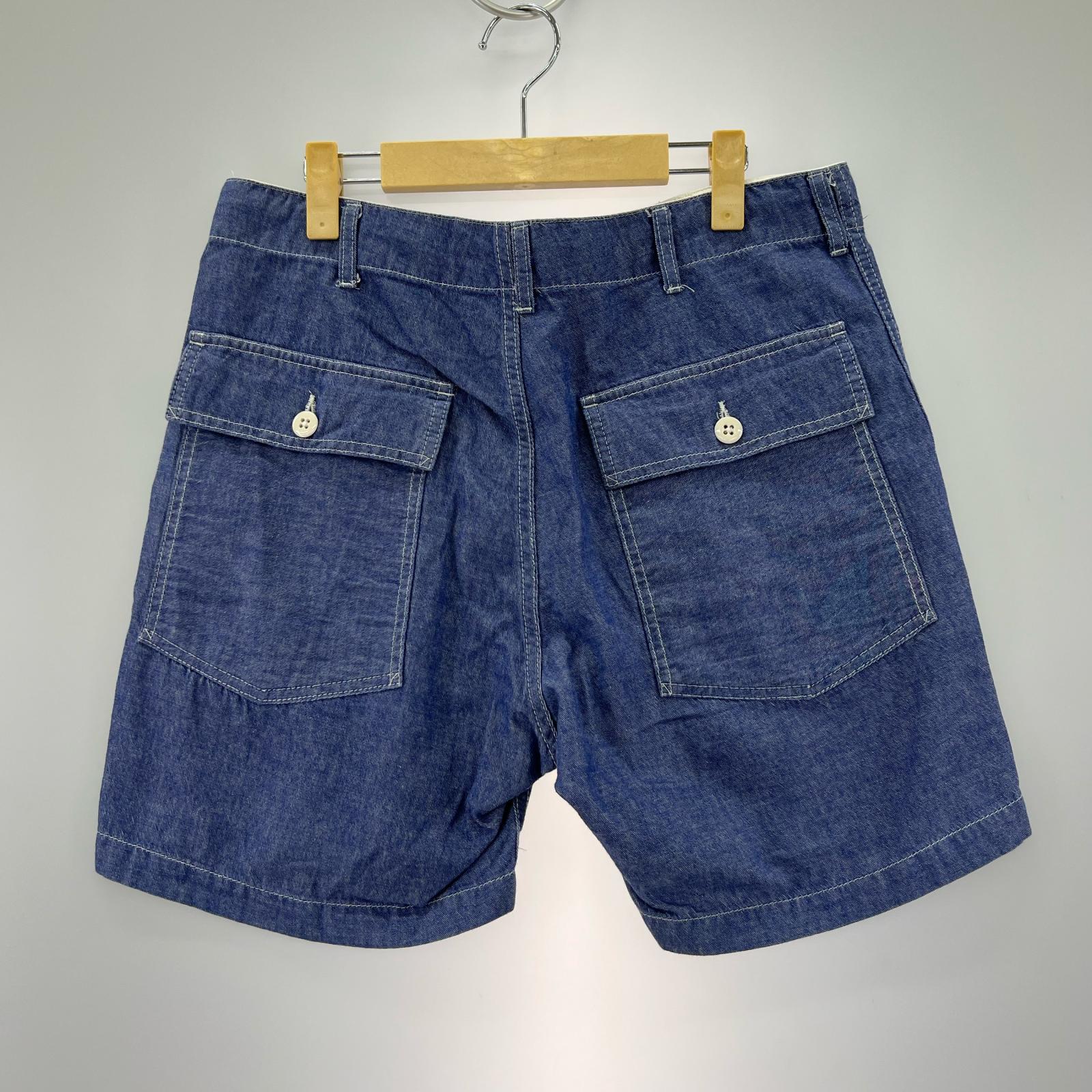 デニムパンツ ファティーグショーツ シャンブレー 紺 (S) S ブルー