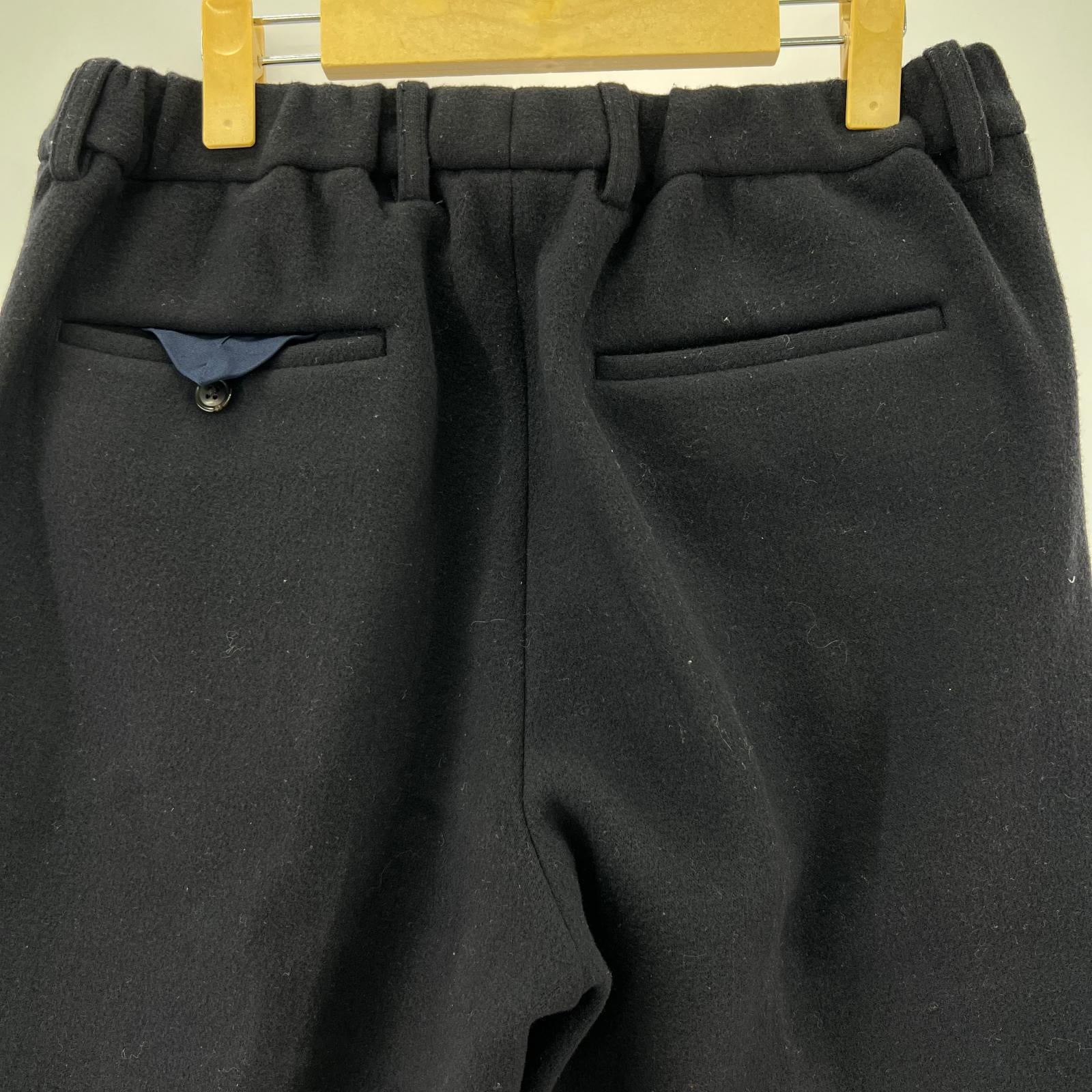 パンツ ウールメルトン2タック テーパードパンツ 紺 (38) 38 ブラック