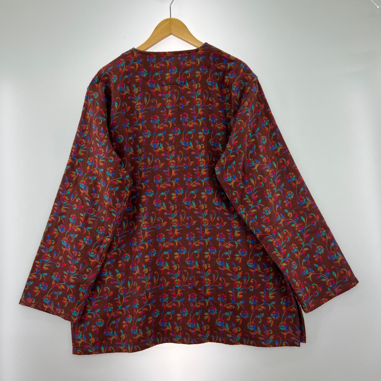 長袖シャツ V Neck Army Shirt 総柄 (S) S ブラウン