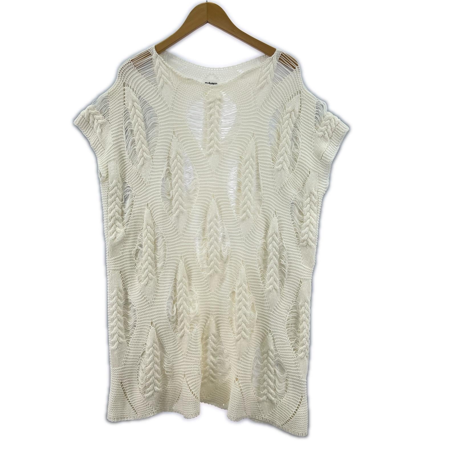 ニット Yarn no sleeve Knit ベスト 白 (M) M ホワイト