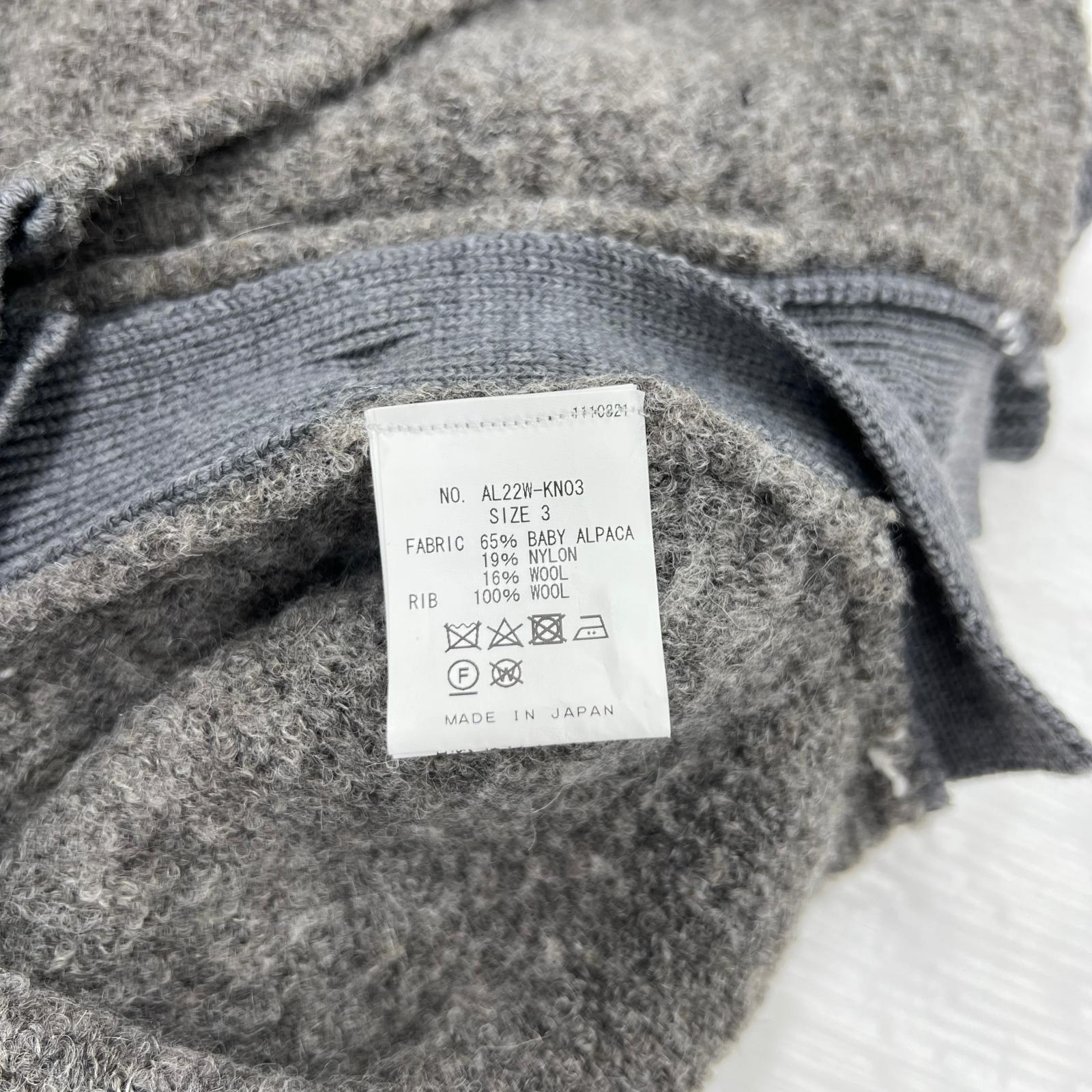 長袖シャツ 22AW ヘビーアルパカ Vネック ニット グレー (3) 3 グレー