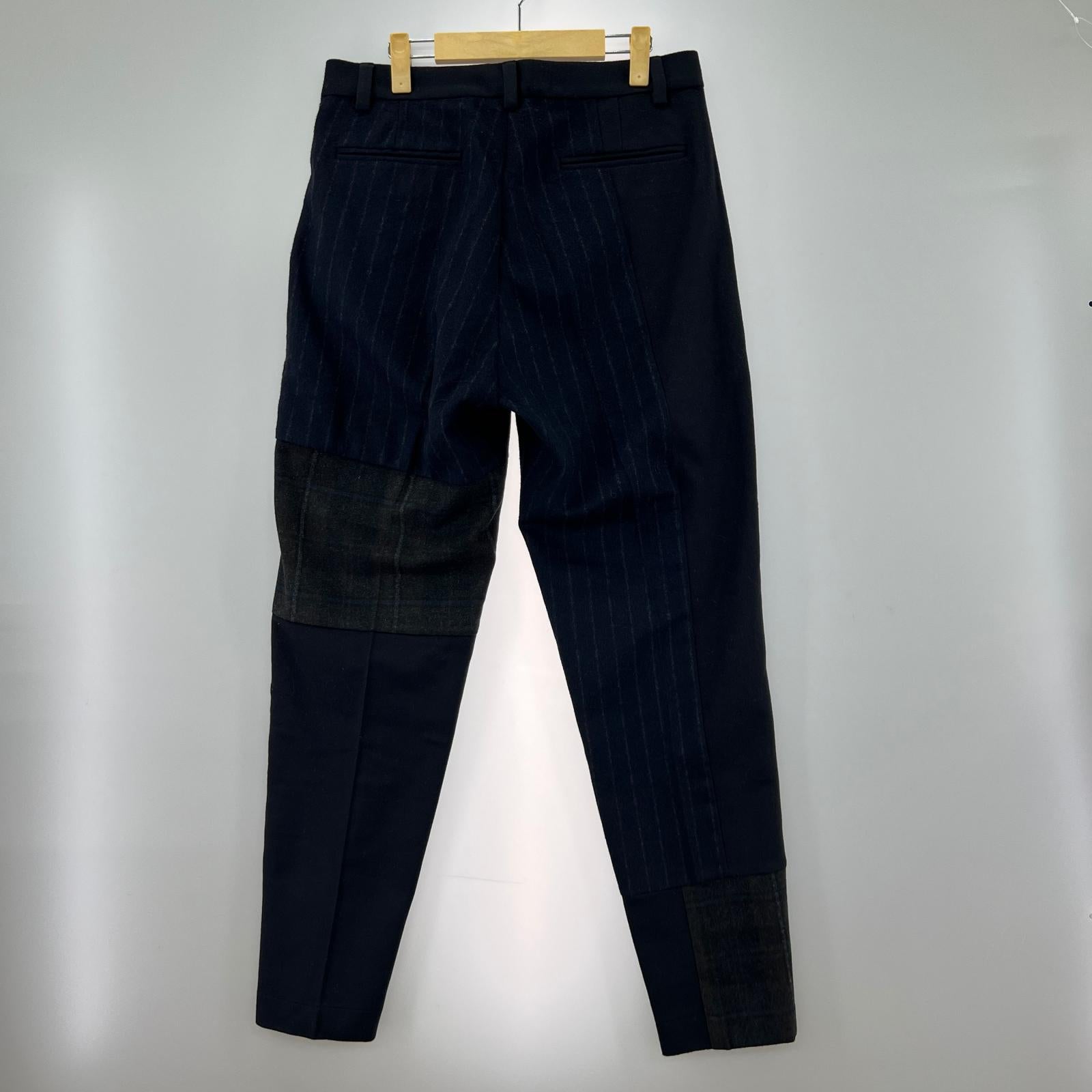 パンツ MAISON FLANEUR ストライプ ドッキング ウール 紺 (44) 44