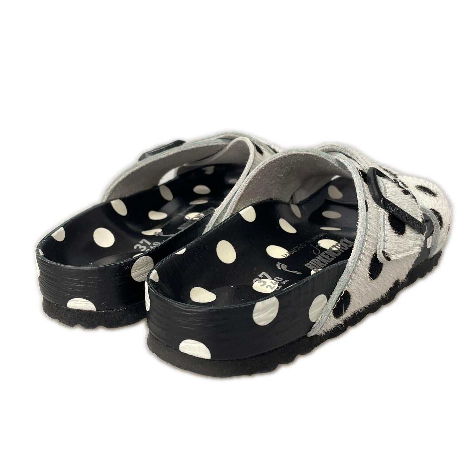 その他靴 MANOLO BLAHNIK ドット柄ハラコ Rodra 24cm 黒