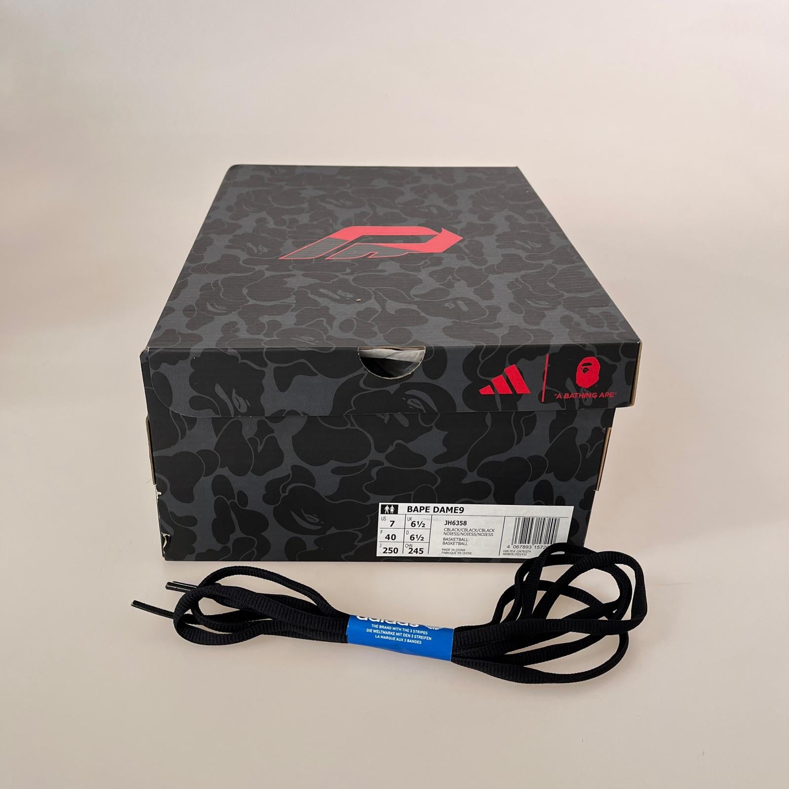 スニーカー adidas×A BATHING APE BAPE DAME9 CORE BLACK 25㎝ JH6358 25cm (US7 UK6 1/2 EU40)
