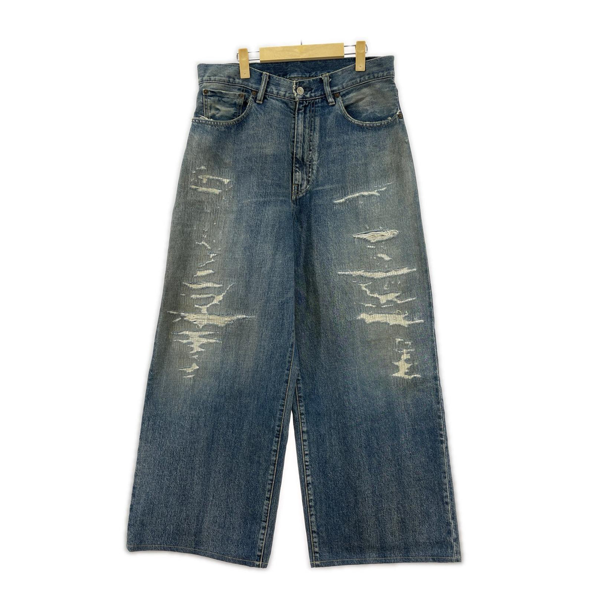 デニムパンツ W.Straight 5pocket USS加工 W34 ネイビー