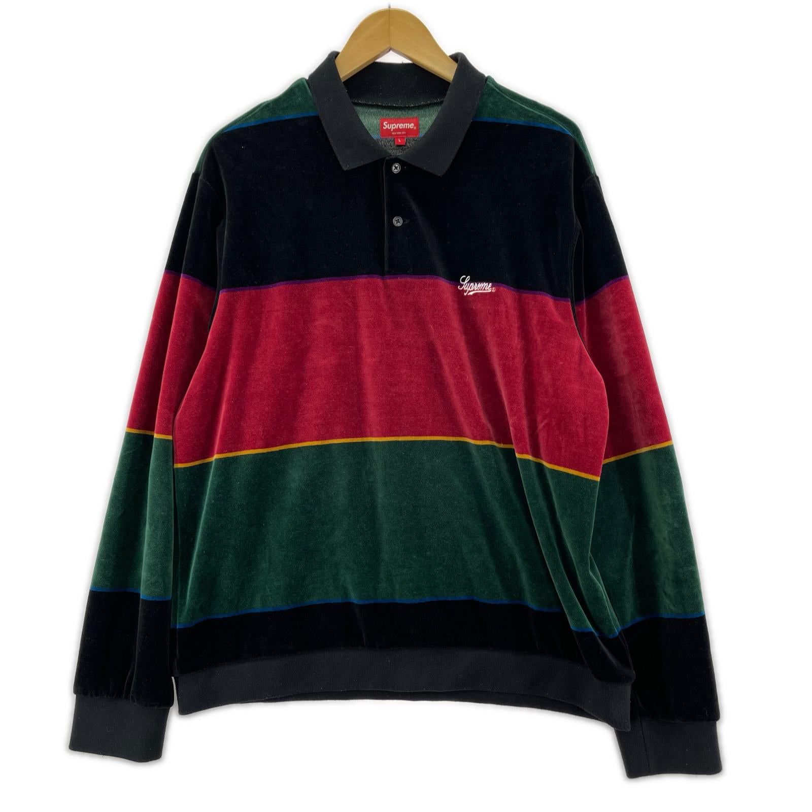 ポロシャツ STRIPE VELOUR L/S POLO (L) L マルチカラー