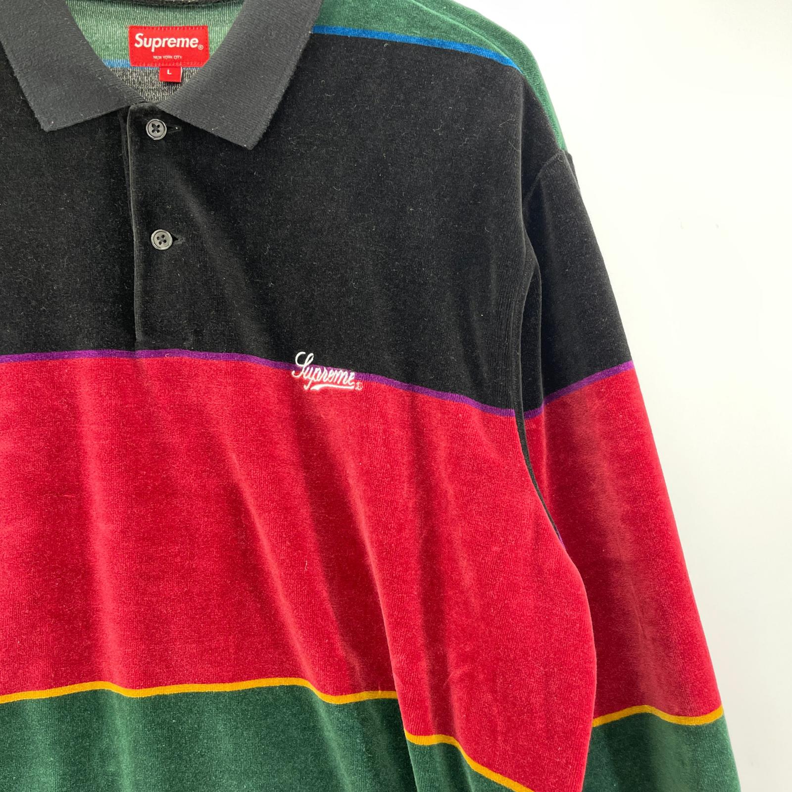 ポロシャツ STRIPE VELOUR L/S POLO (L) L マルチカラー