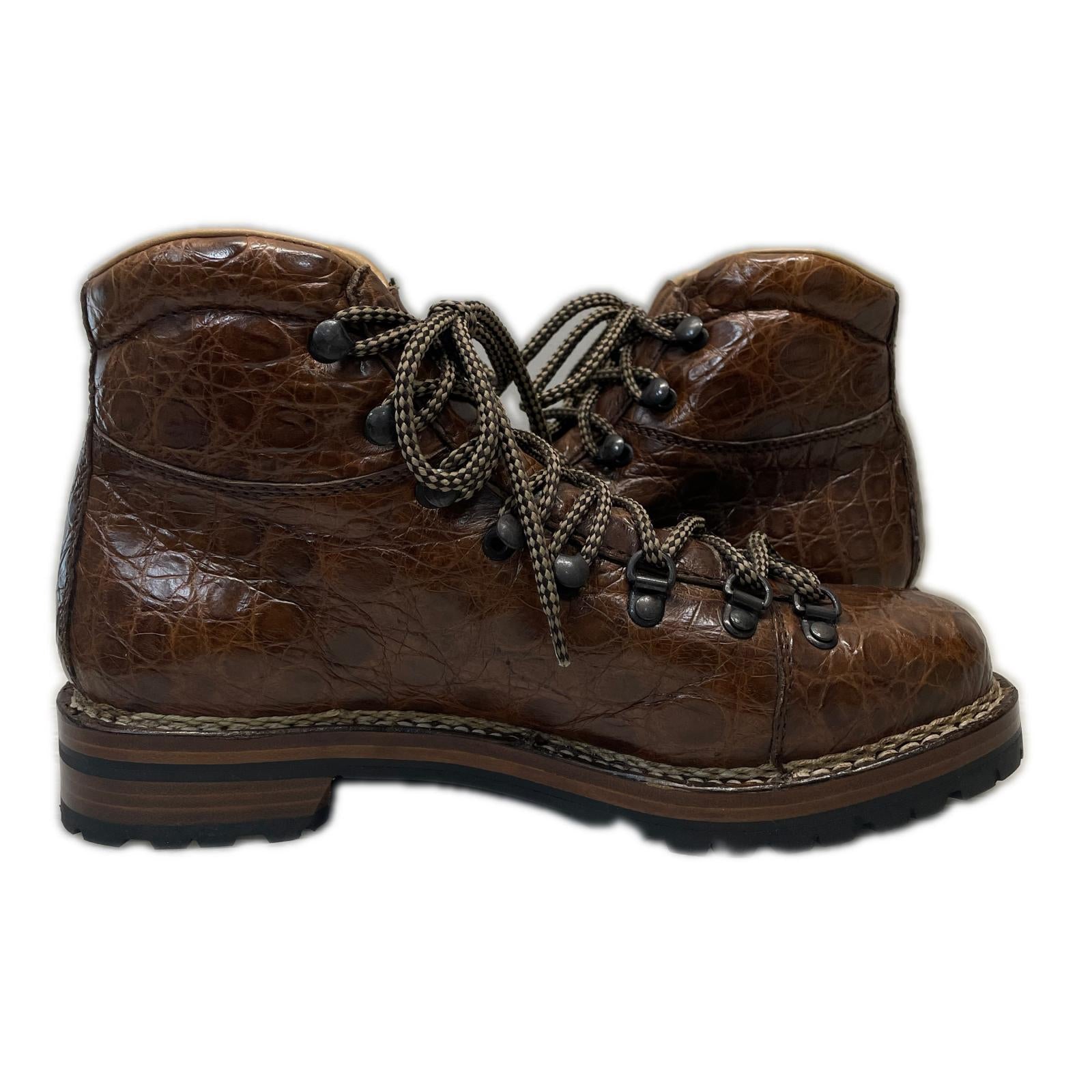 ブーツ F.LLI GIACOMETTI MARLMOLADA カイマンクロコダイル トレッキングブーツ 39 茶 24.5cm (US6 1/2 UK6 EU39) ブラウン