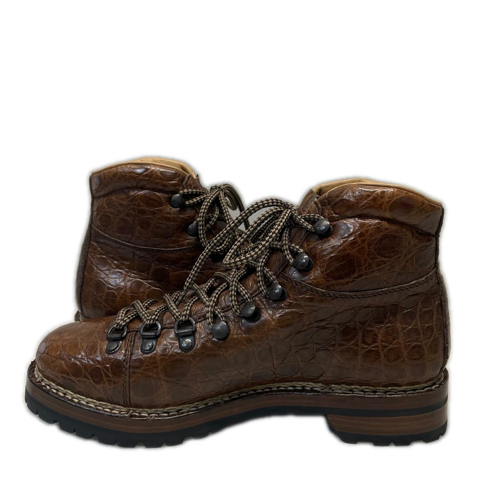 ブーツ F.LLI GIACOMETTI MARLMOLADA カイマンクロコダイル トレッキングブーツ 39 茶 24.5cm (US6 1/2 UK6 EU39) ブラウン