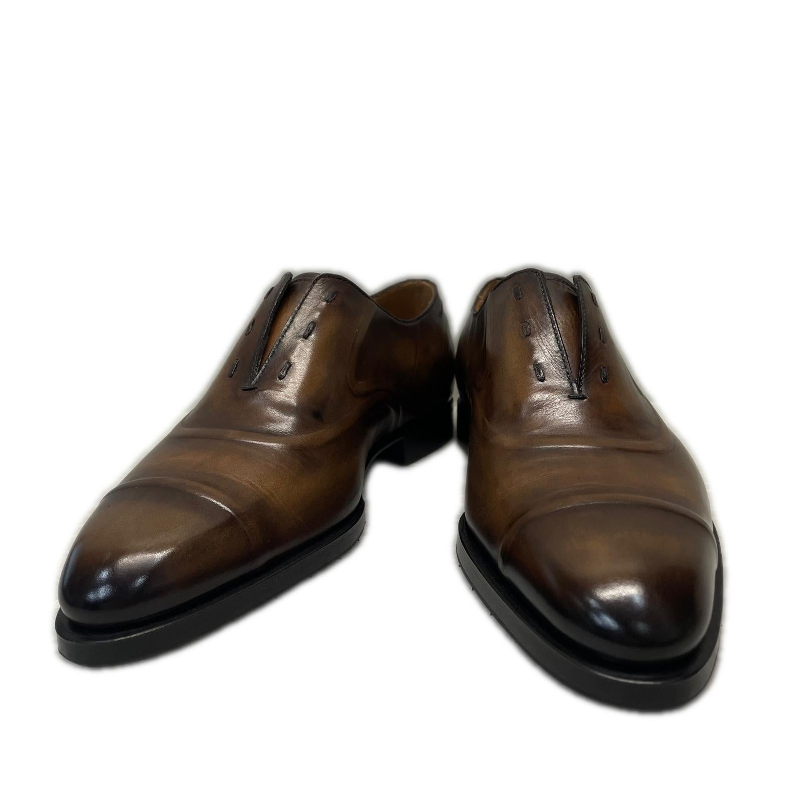 シューズ BERLUTI Victor ヴィクター パティーヌレザースリッポン 5 1/2 茶