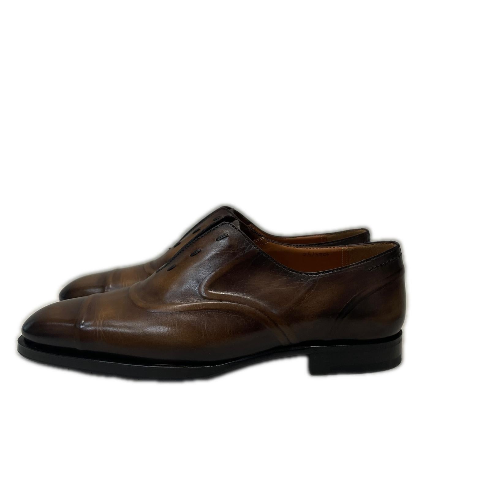 シューズ BERLUTI Victor ヴィクター パティーヌレザースリッポン 5 1/2 茶