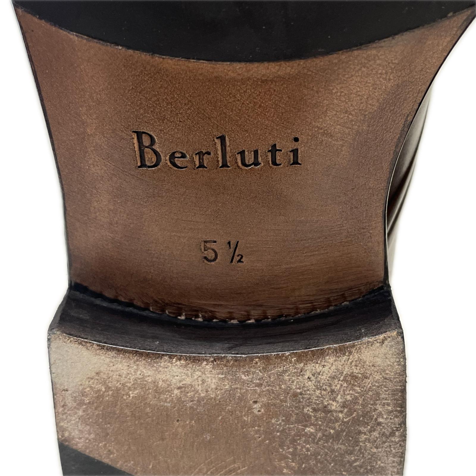 シューズ BERLUTI Victor ヴィクター パティーヌレザースリッポン 5 1/2 茶
