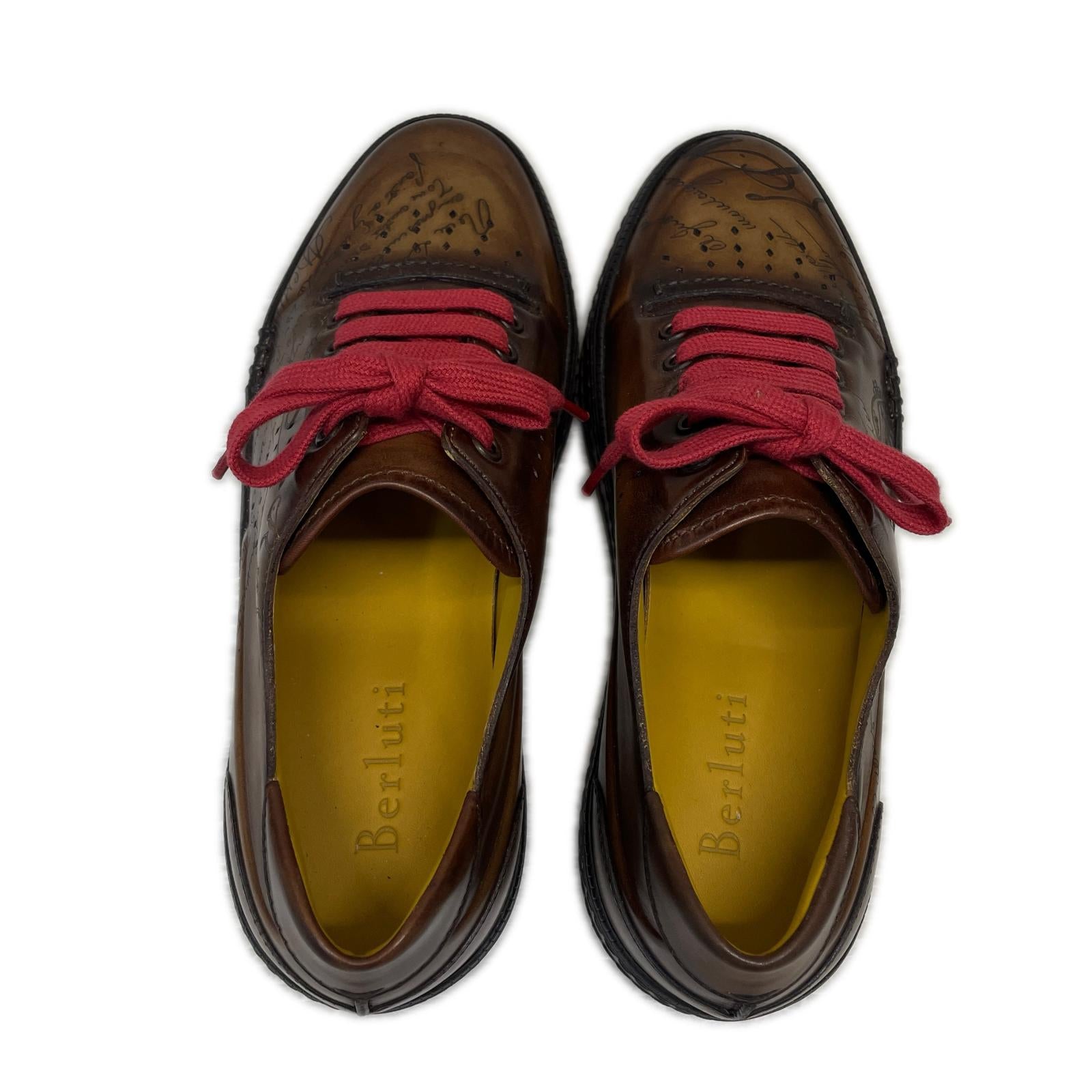 スニーカー BERLUTI プレイタイム カリグラフィ ヴェネチアレザースニーカー 5 茶 ブラウン