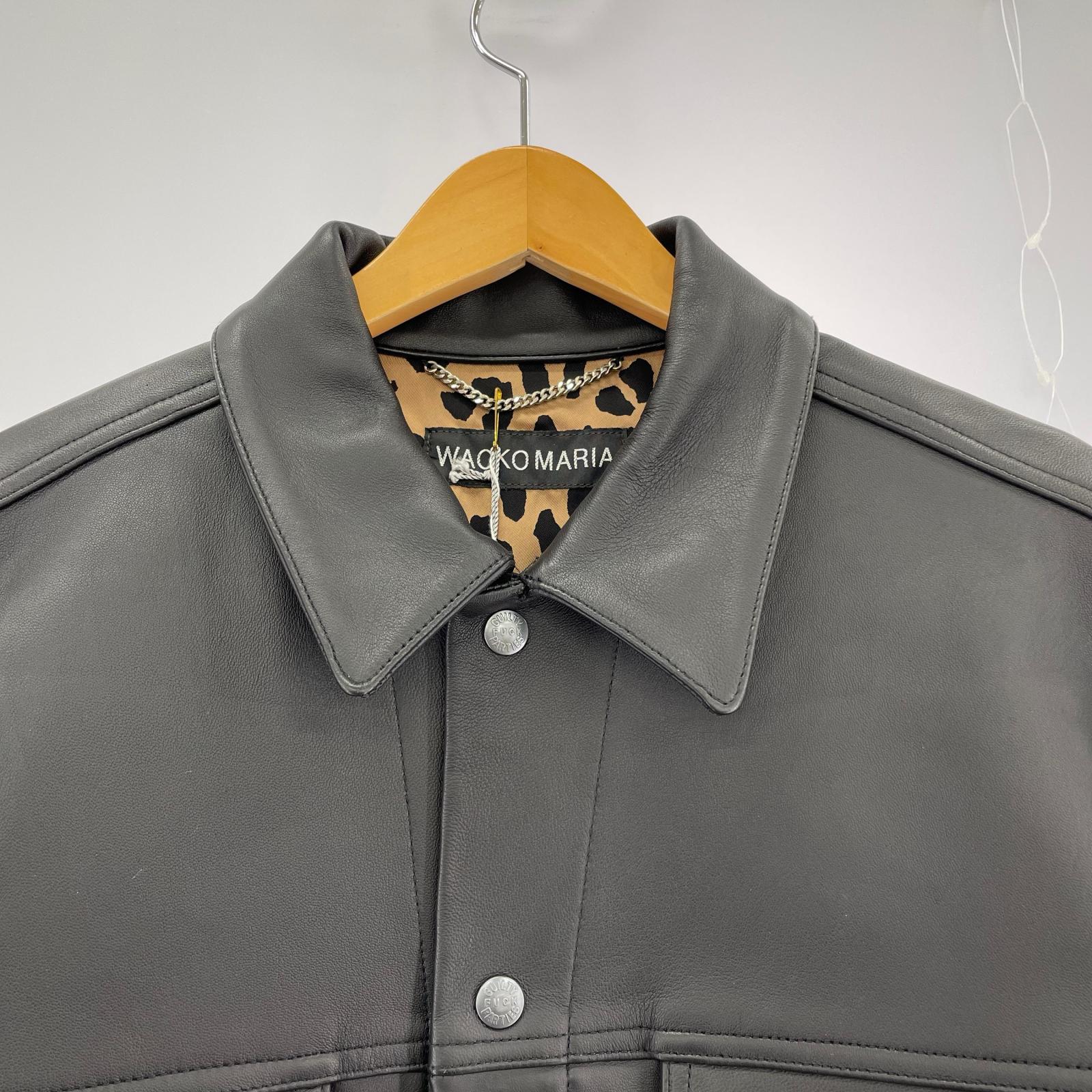 レザージャケット LEATHER TRUCKER JACKET TYPE-2 L L ブラック